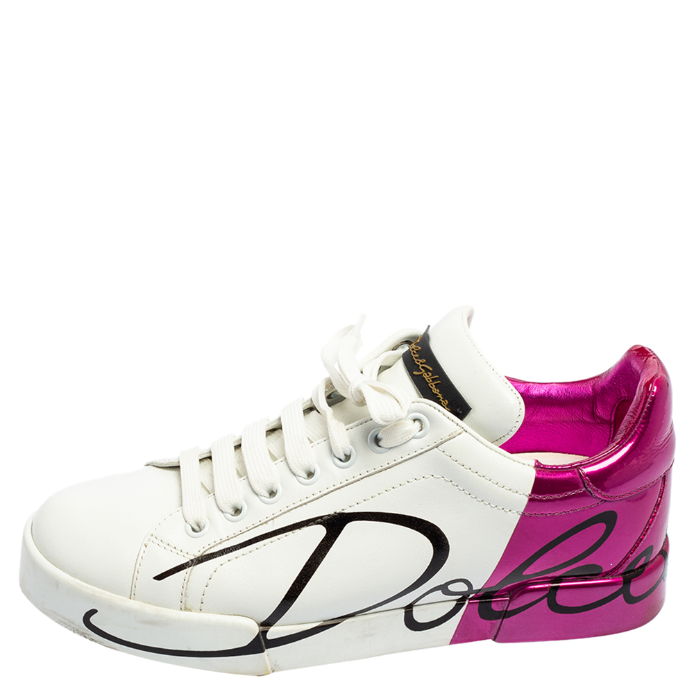 Dolce & Gabbana White/Purple Leather Portofino Low Top Sneakers Size
Dolce & Gabbana White/Purple Leather Portofino Low Top Sneakers Size