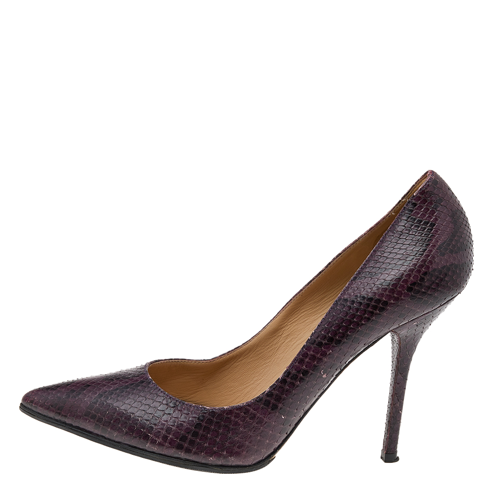 Dolce & Gabbana Dark Purple/Black Snakeskin Pointed Toe Pumps Size 40