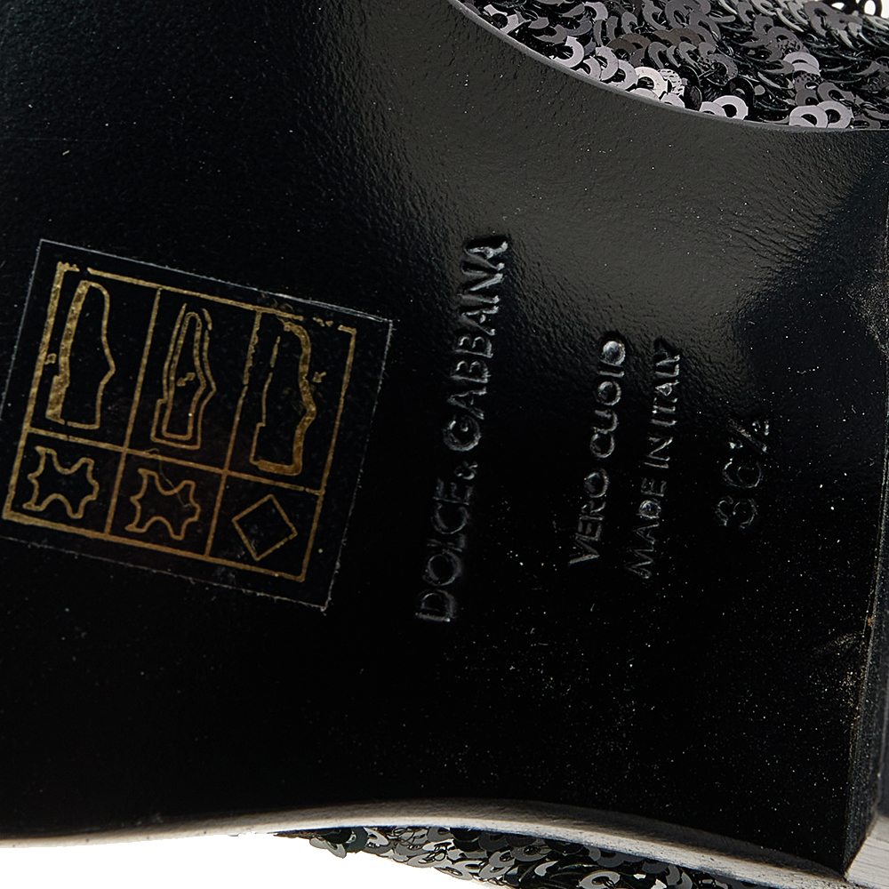 Dolce & Gabbana Black Sequins Boots Size 36.5