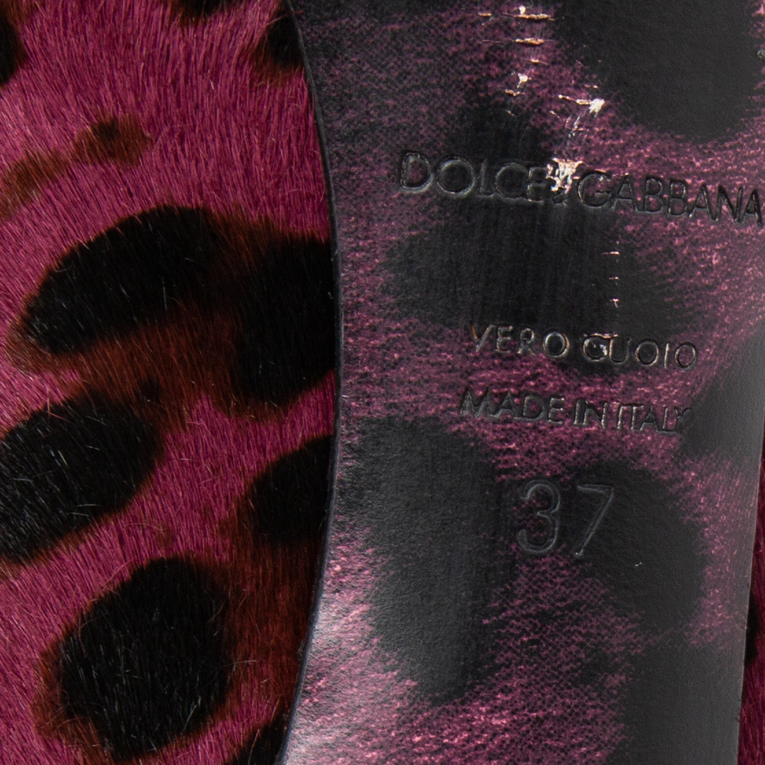 Dolce & Gabbana Two Tone Leopard Print Pony Hair Peep Toe Platform Pumps Size 37