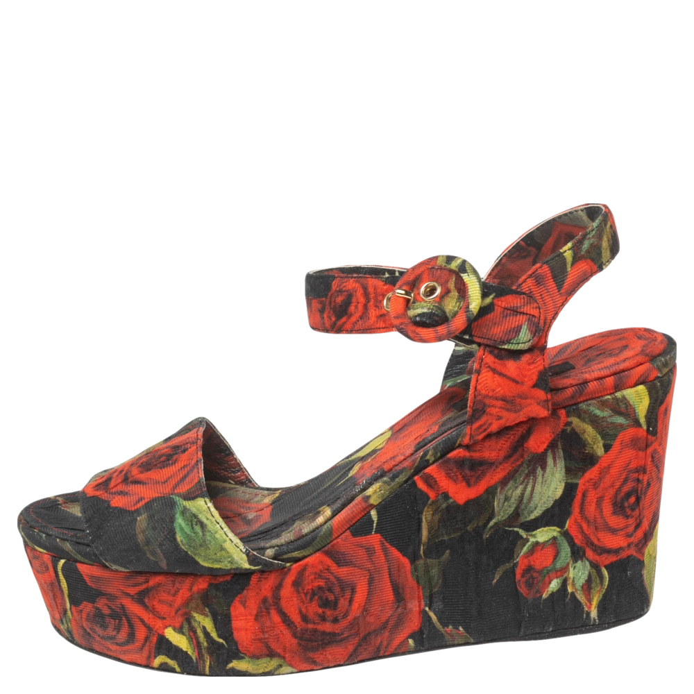 Dolce & Gabbana Multicolor Floral Print Canvas Ankle Strap Wedge Sandals Size
Dolce & Gabbana Multicolor Floral Print Canvas Ankle Strap Wedge Sandals Size