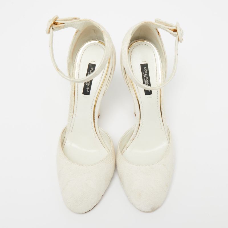 Dolce & Gabbana  White Canvas Mary Jane Pumps Size 38