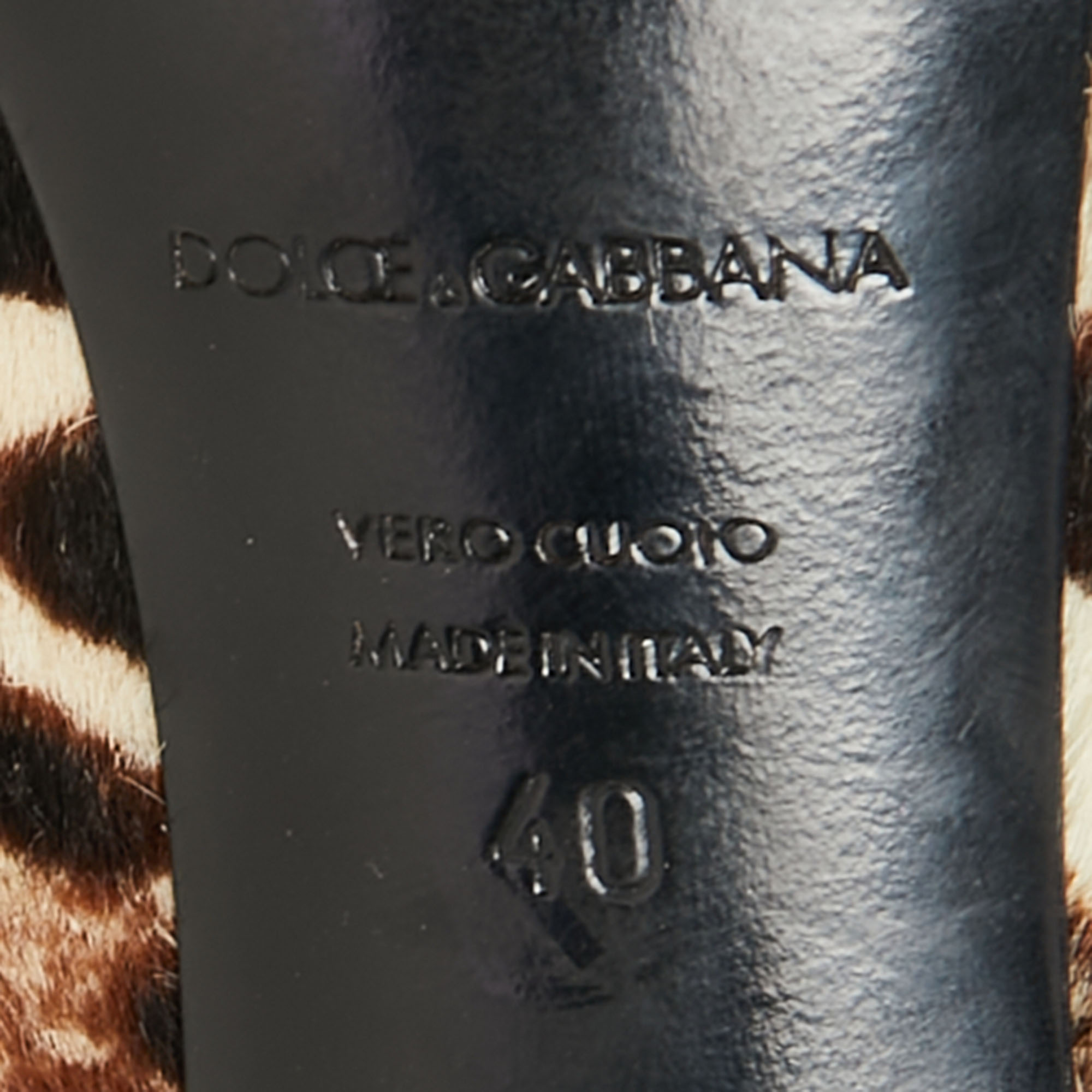 Dolce & Gabbana Beige/Brown Pony Hair Leopard Print Platform Pumps Size 40