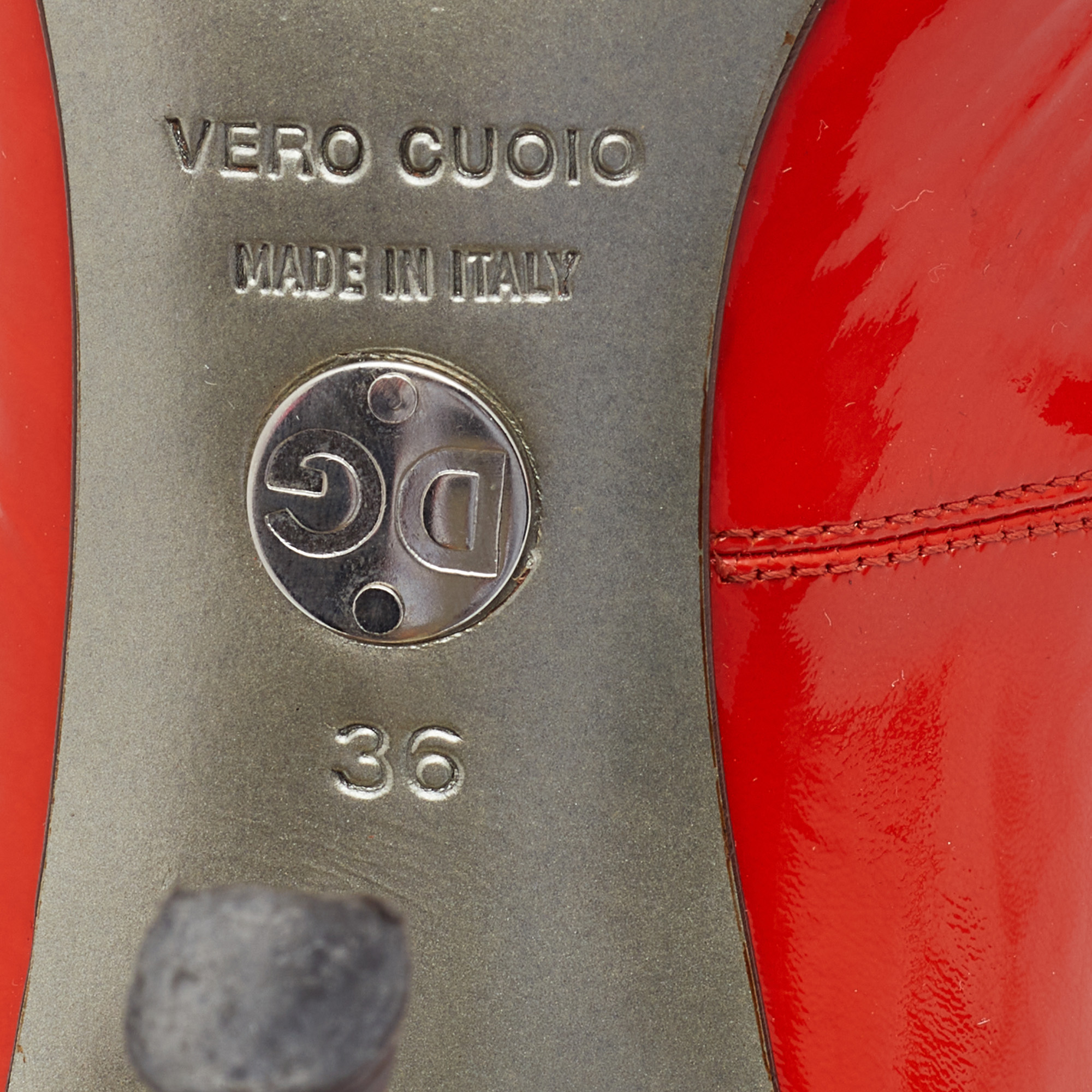 Dolce & Gabbana Orange Patent Leather Ankle Strap Sandals Size 36