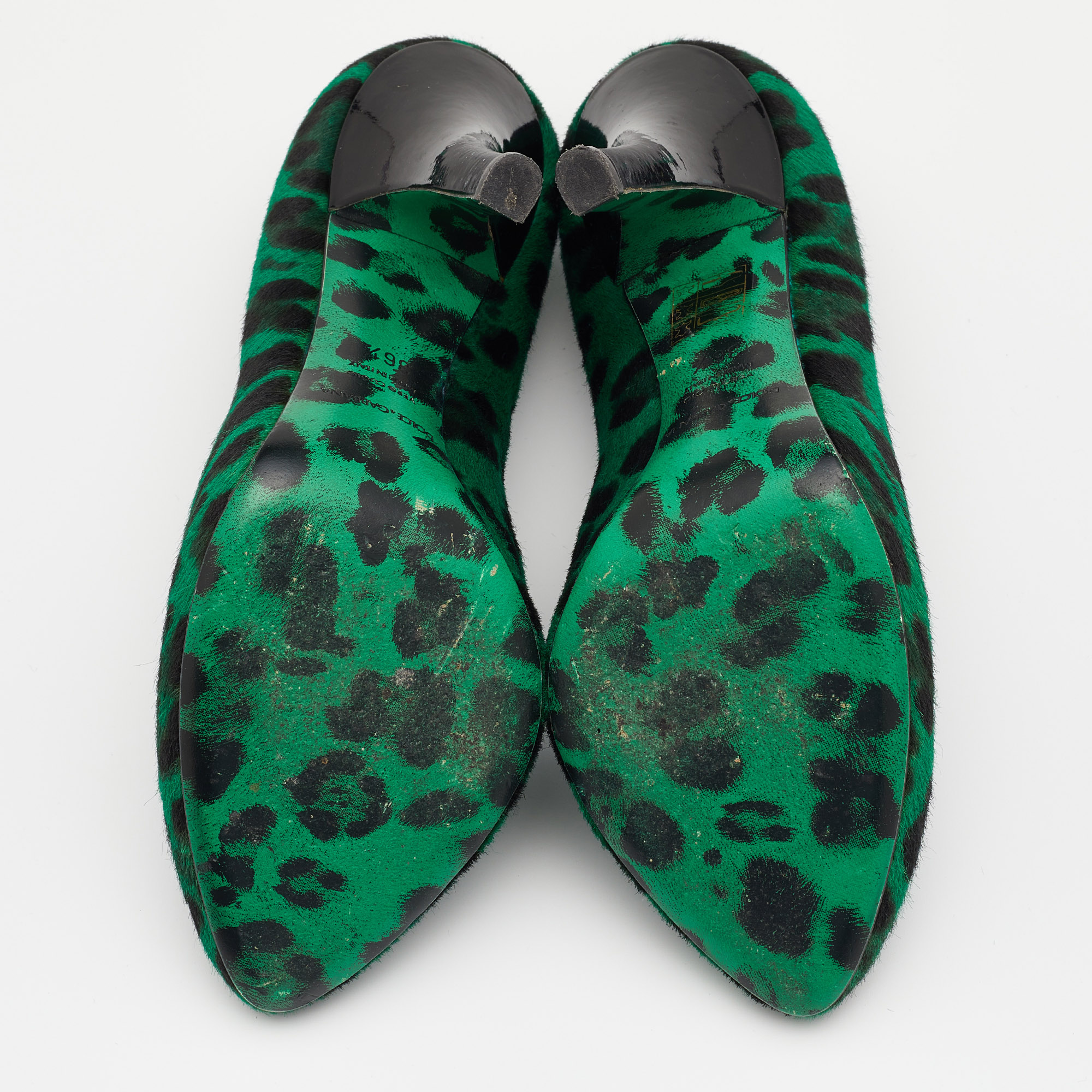 Dolce & Gabbana Green/Black Leopard Print Calf Hair Pumps Size 36.5