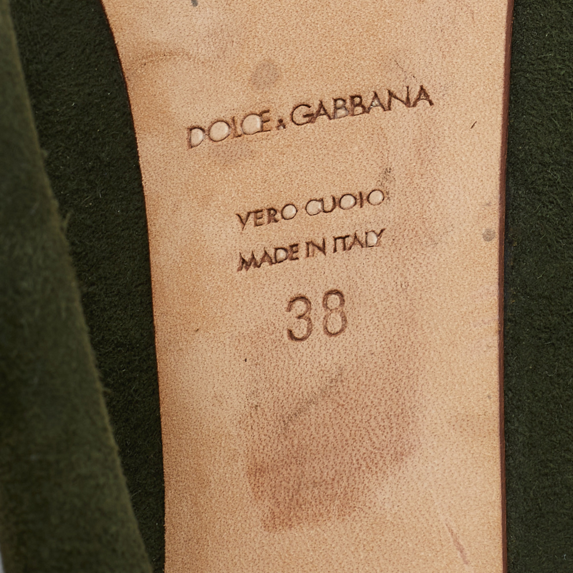 Dolce & Gabbana Green Suede Platform Pumps Size 38