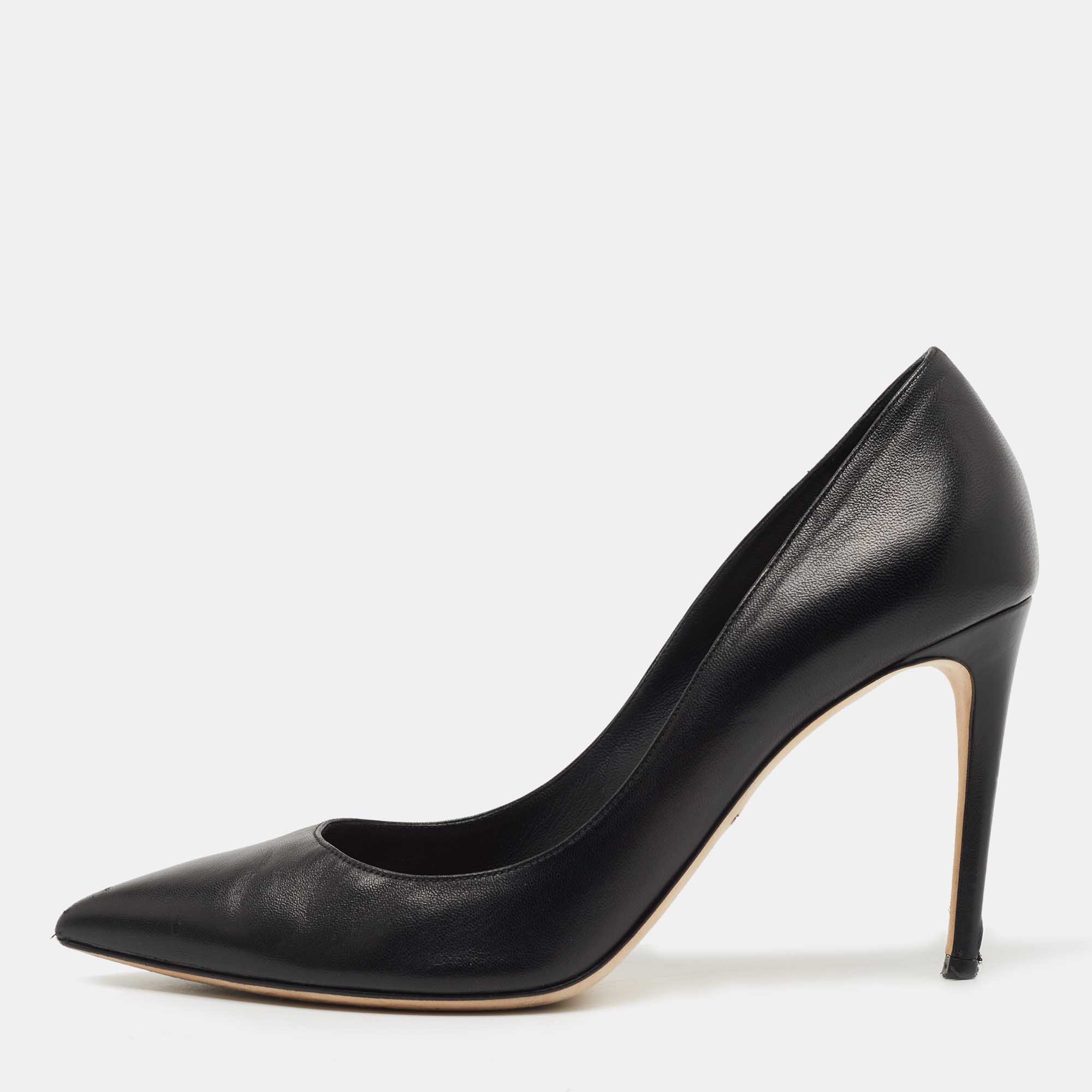 Dolce & gabbana black leather pointed toe pumps size 40