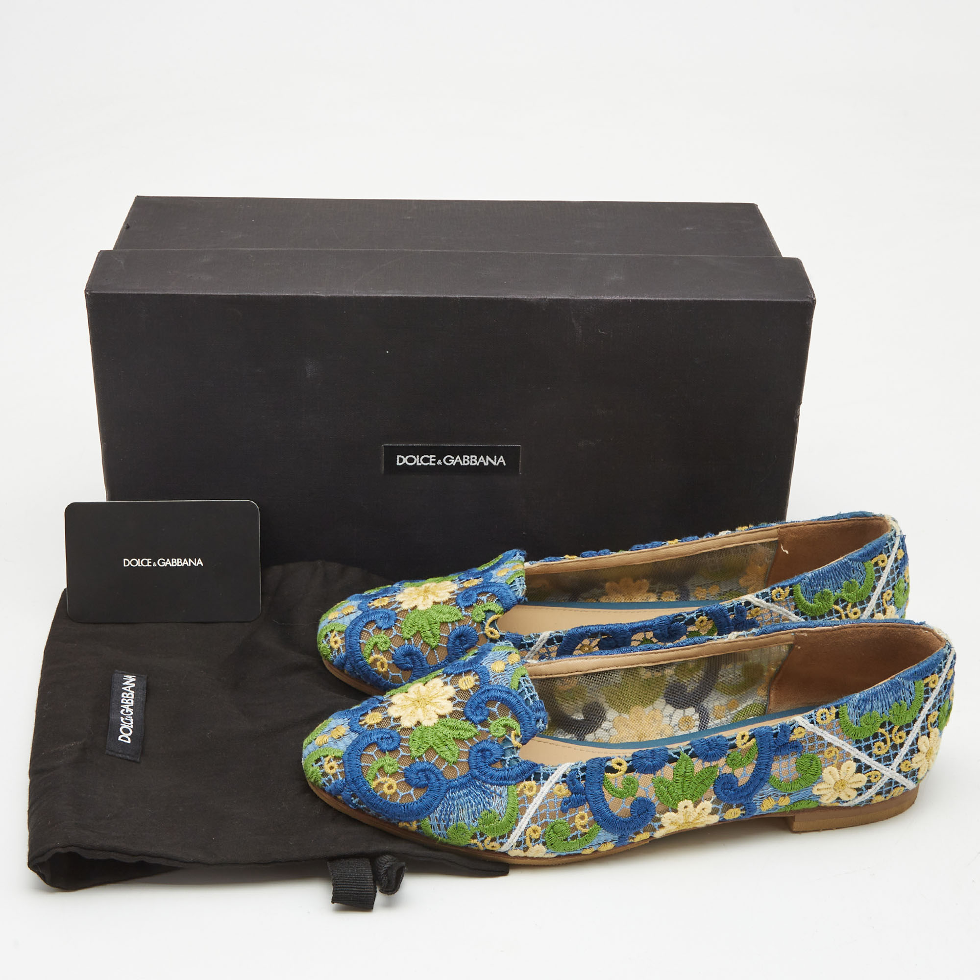 Dolce & Gabbana Tricolor Floral Lace Smoking Slippers Size 37