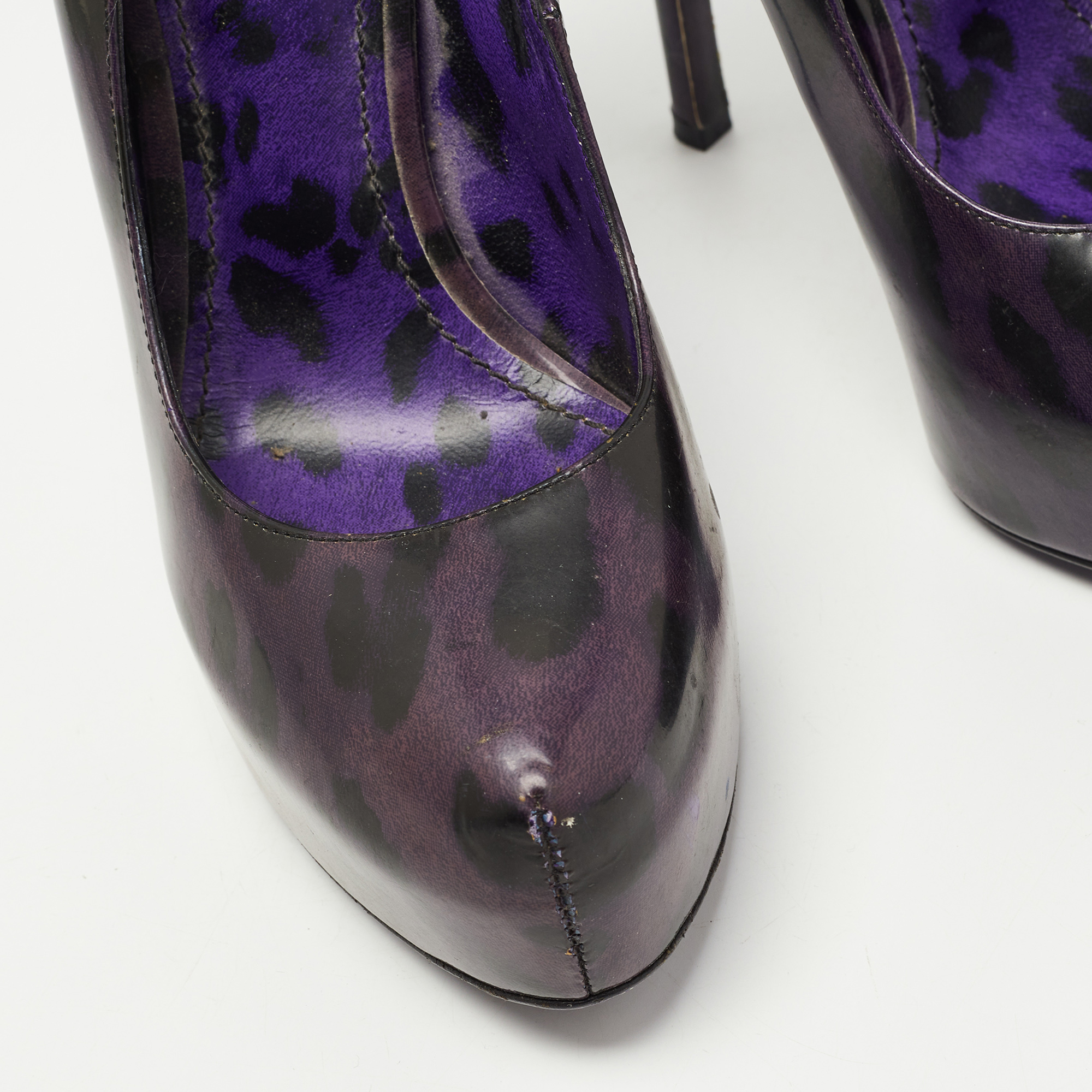 Dolce & Gabbana Purple/Black Patent Leather Platform Pumps Size 39