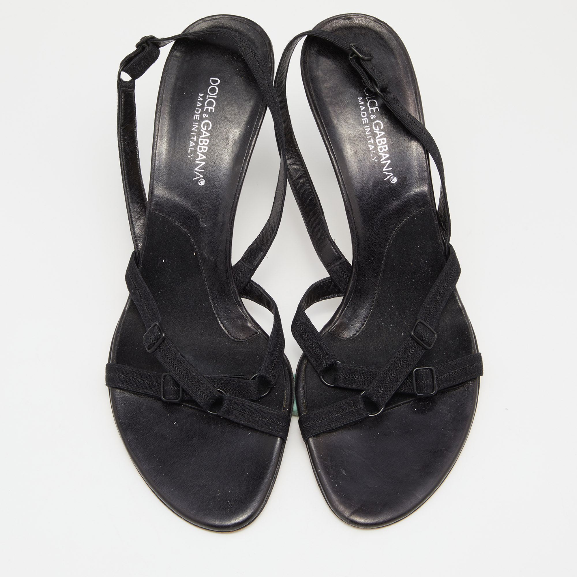 Dolce & Gabbana Black Fabric Slingback Sandals Size 37.5