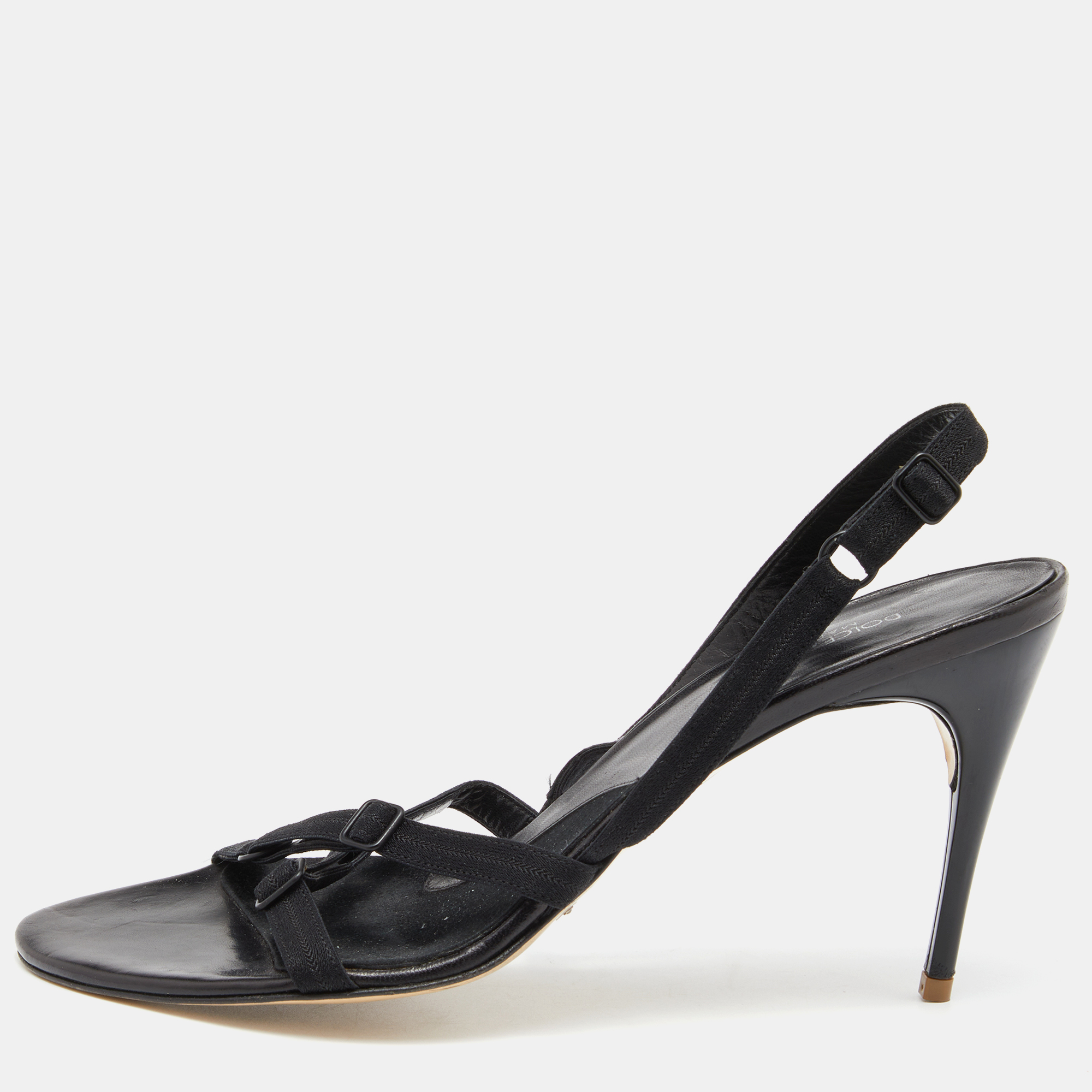 Dolce & Gabbana Black Fabric Slingback Sandals Size 37.5