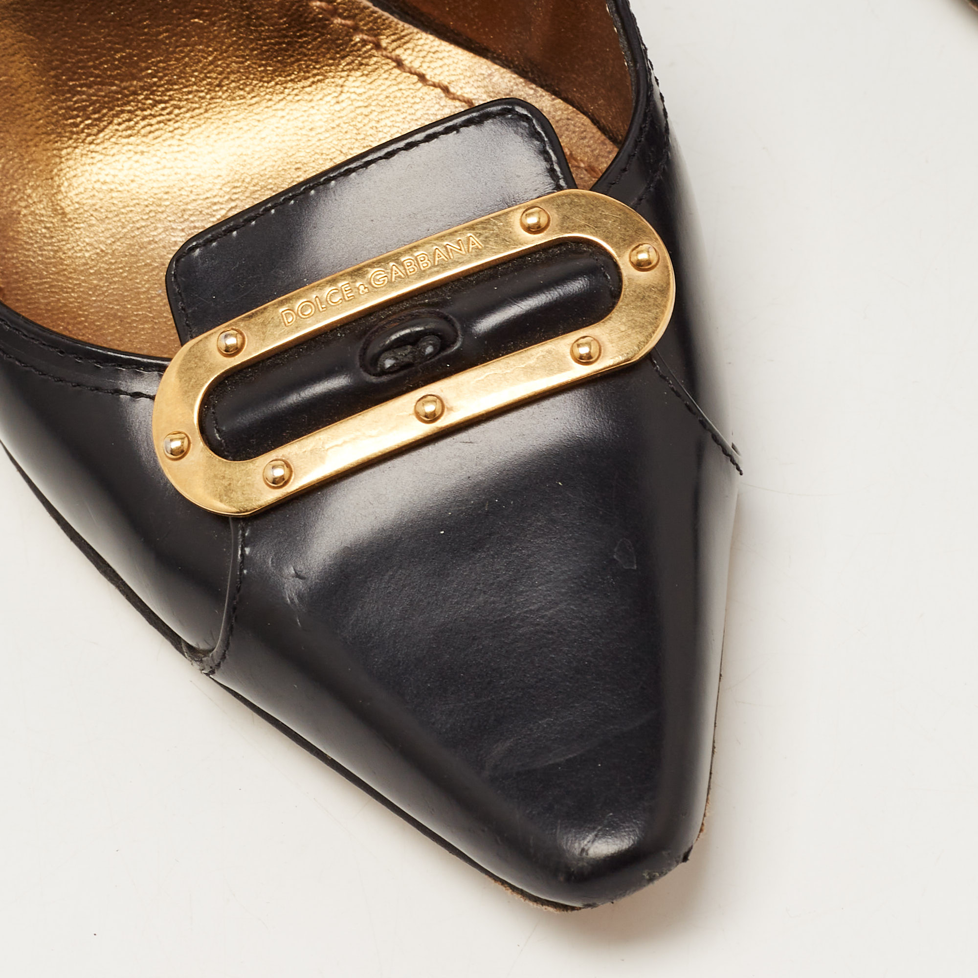 Dolce & Gabbana Black Leather Buckle Pumps Size 37