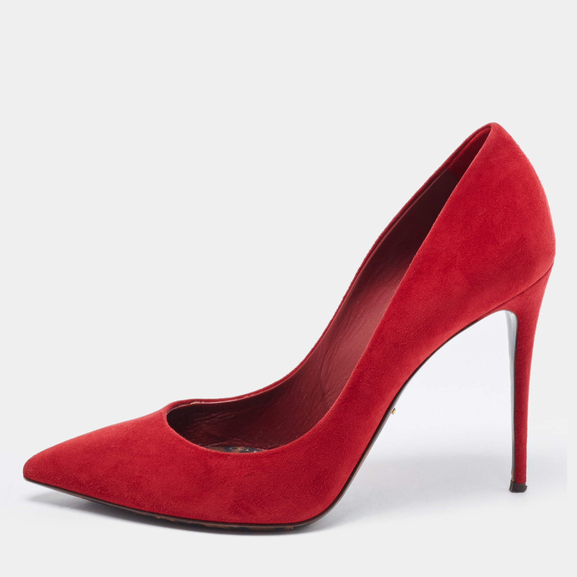 Dolce & Gabbana Red Suede Pointed Toe Pumps Size 38.5