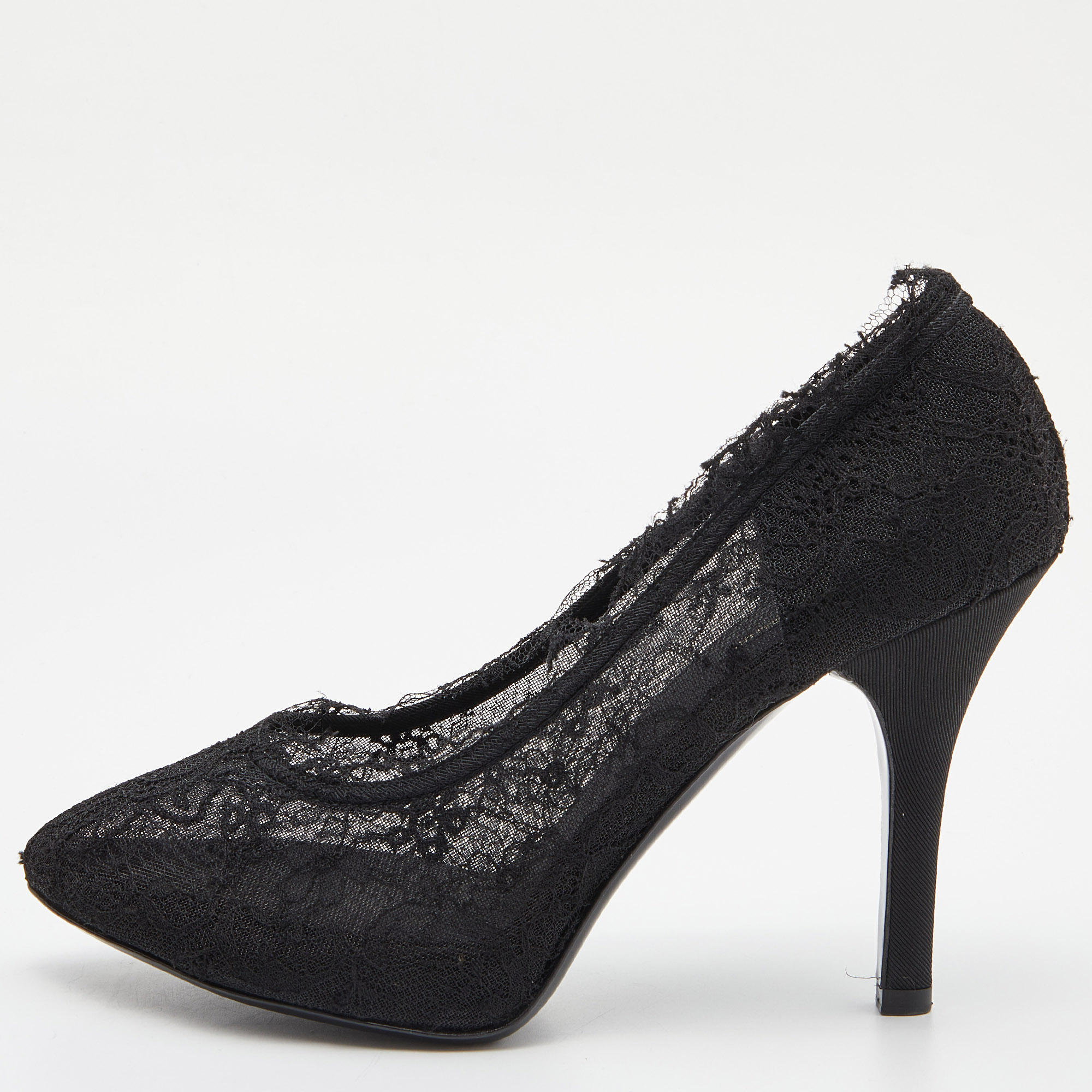 Dolce & Gabbana Black Lace And Fabric Pumps Size 39