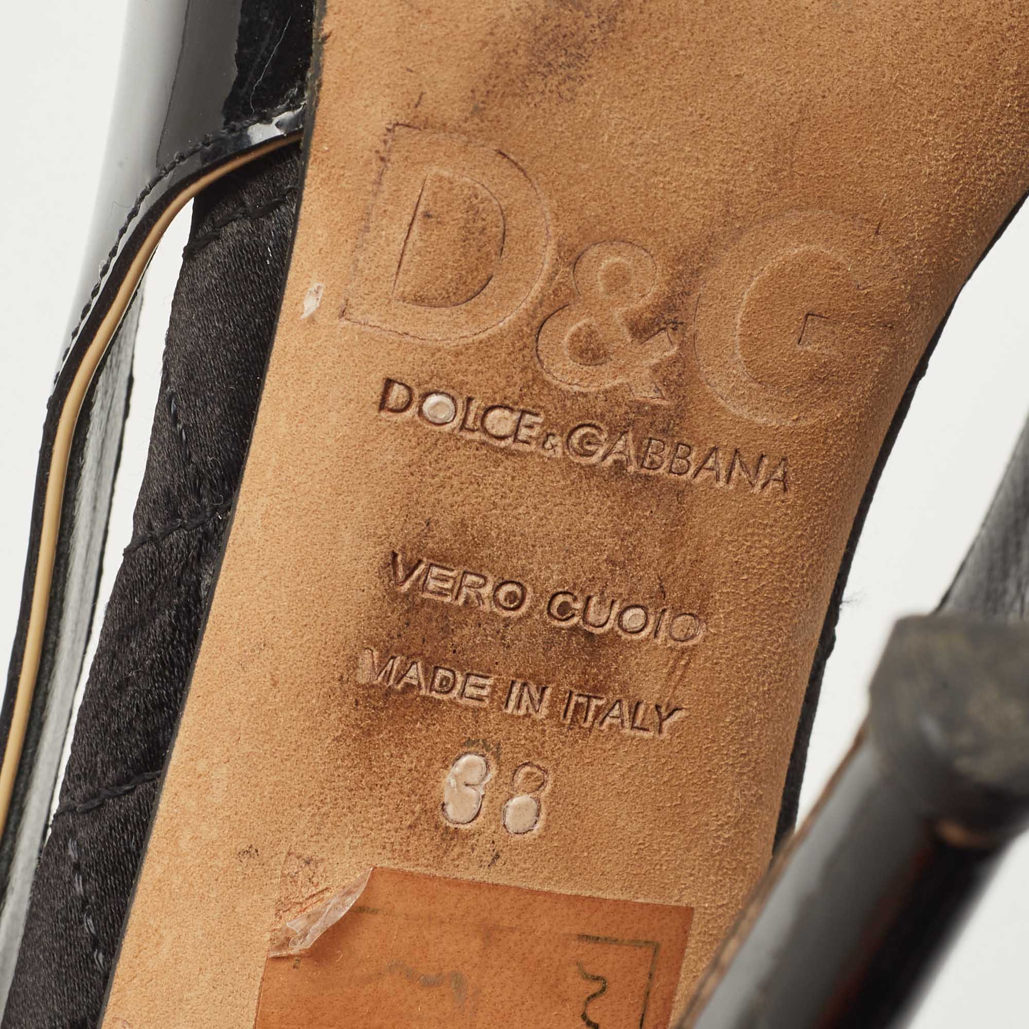 D&G Black Patent Leather Flower Cut Out Pumps Size 38