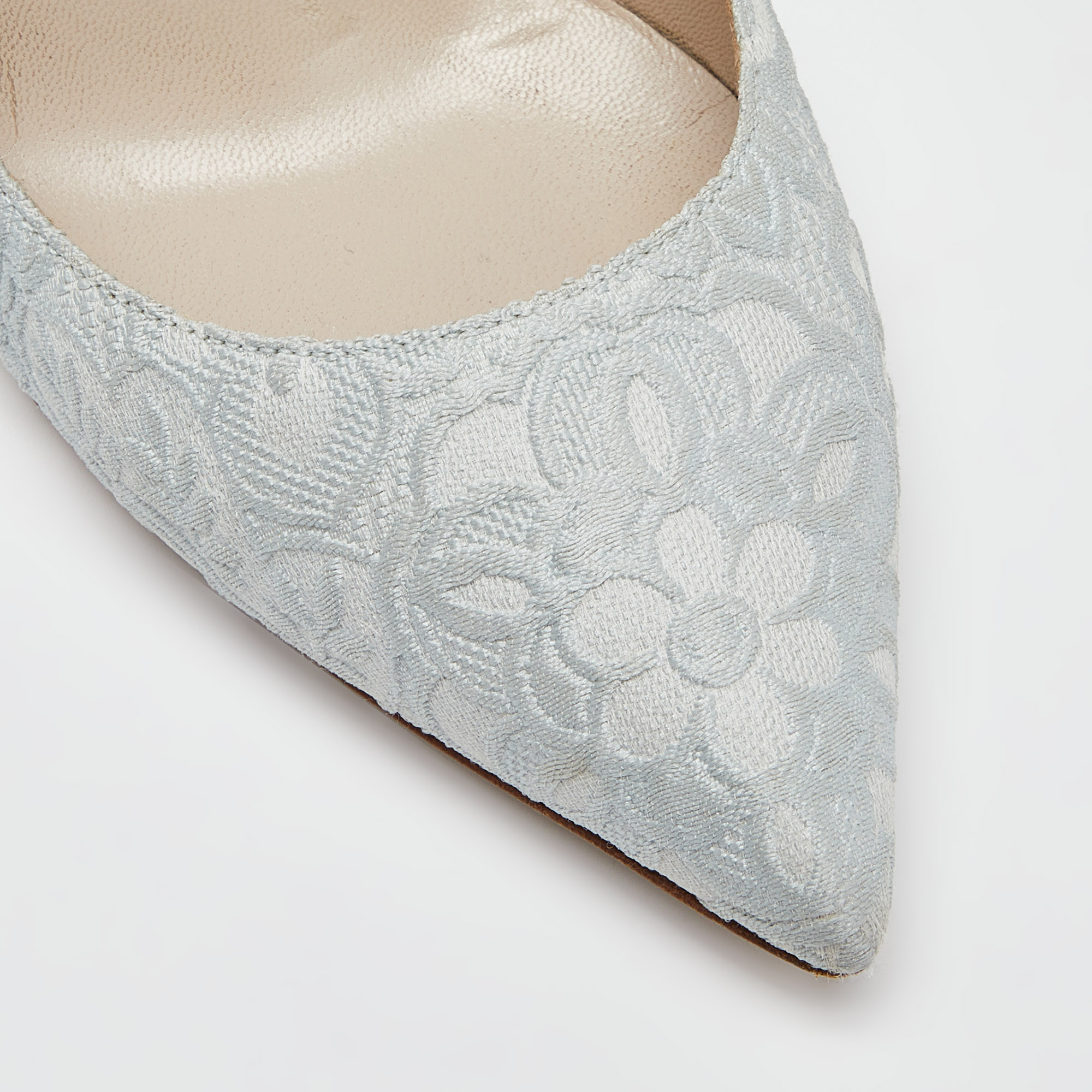 Dolce & Gabbana Light Blue Brocade Fabric Pointed Toe Pumps Size 40