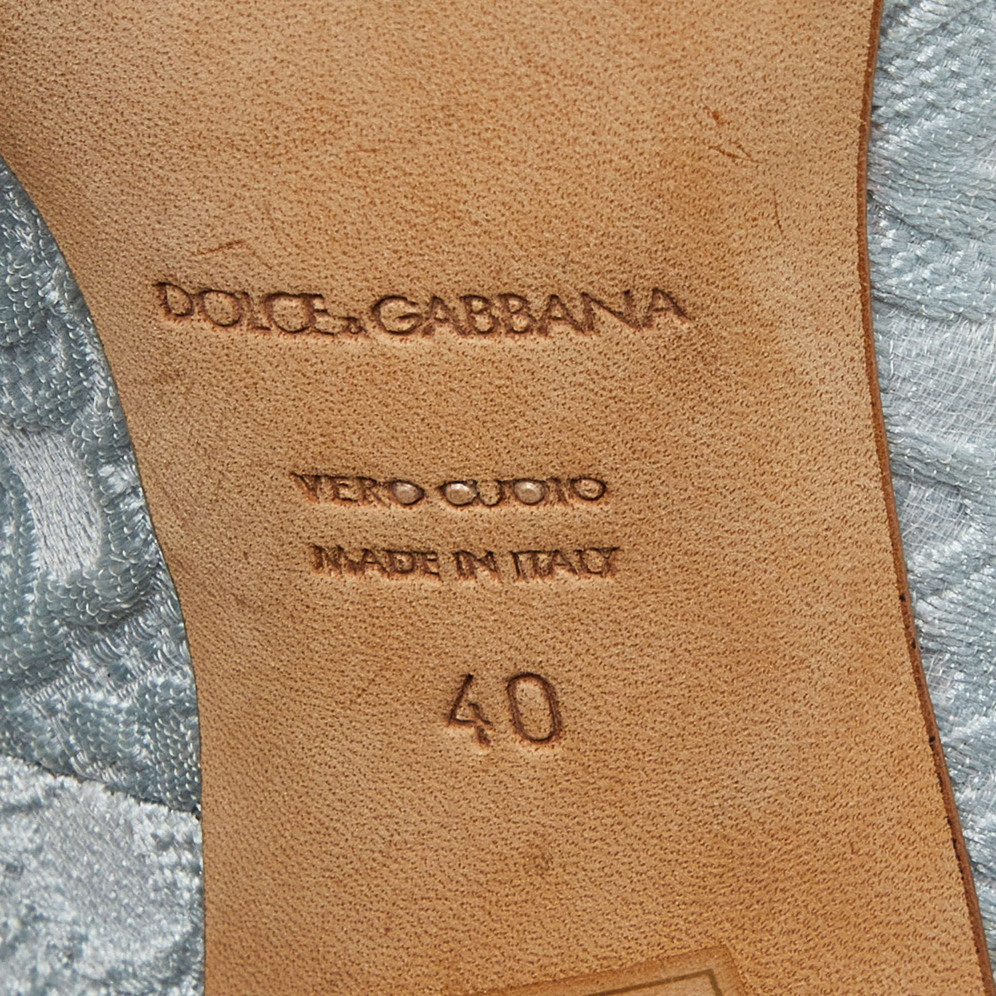 Dolce & Gabbana Light Blue Brocade Fabric Pointed Toe Pumps Size 40