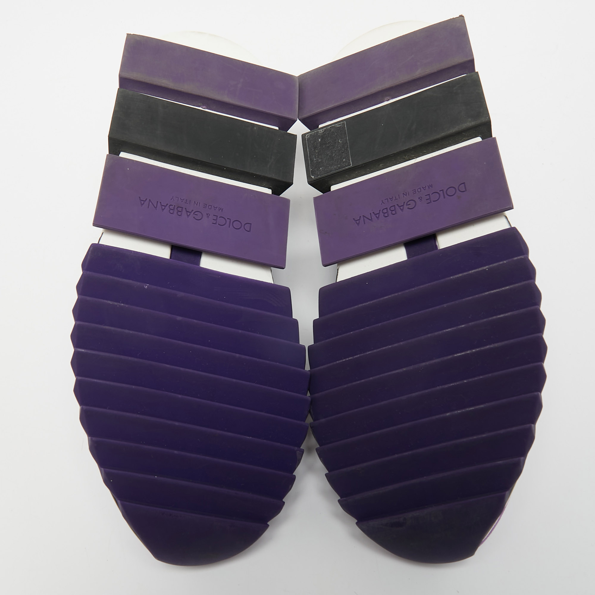 Dolce & Gabbana Purple Logo Print Knit Fabric Sorrento Sneakers Size 37