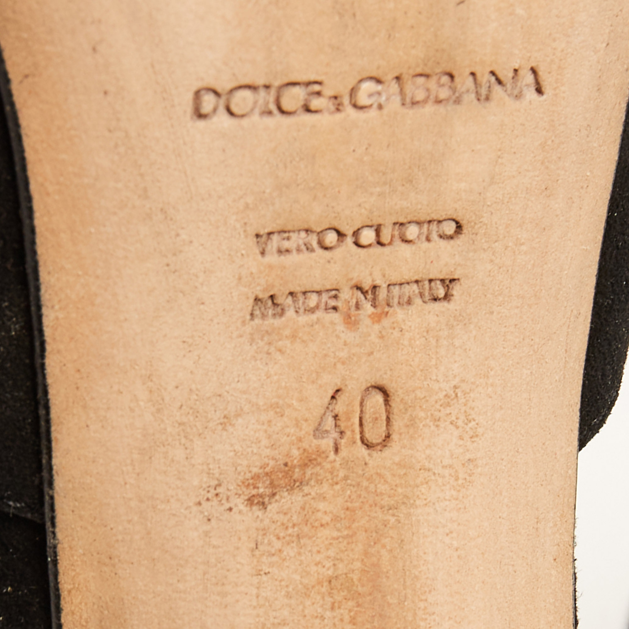 Dolce & Gabbana Black Suede Ankle Strap Platform Sandals Size 40