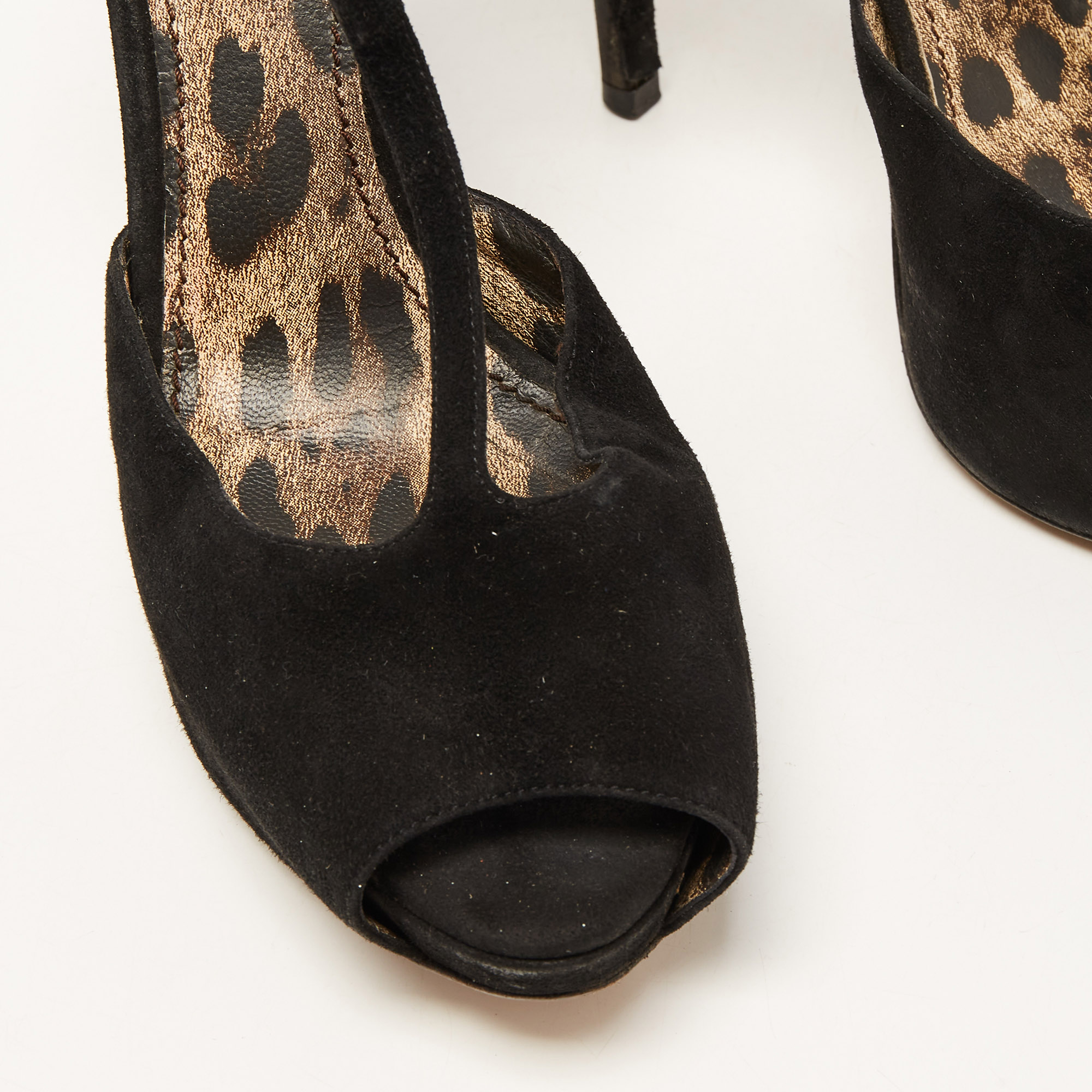 Dolce & Gabbana Black Suede Ankle Strap Platform Sandals Size 40