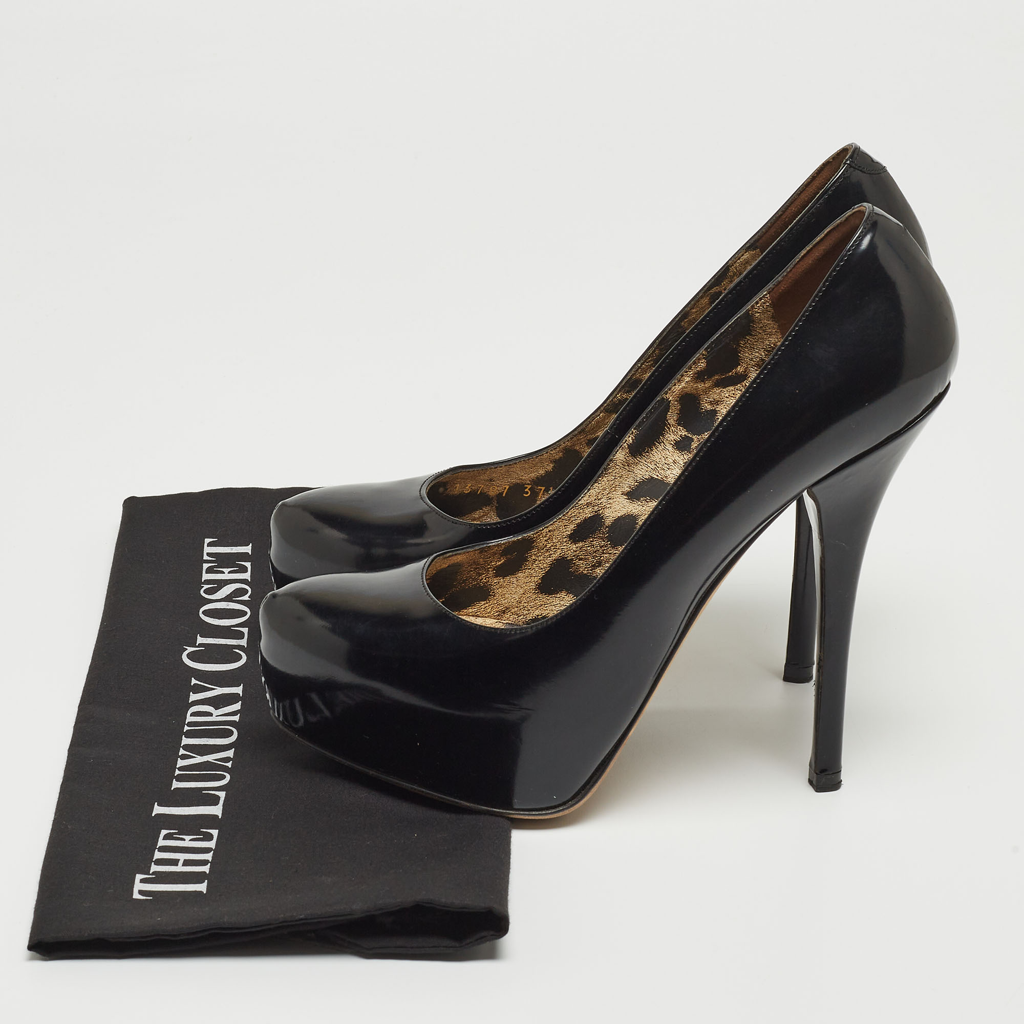 Dolce & Gabbana Black Patent Leather Platform Pumps Size 37.5