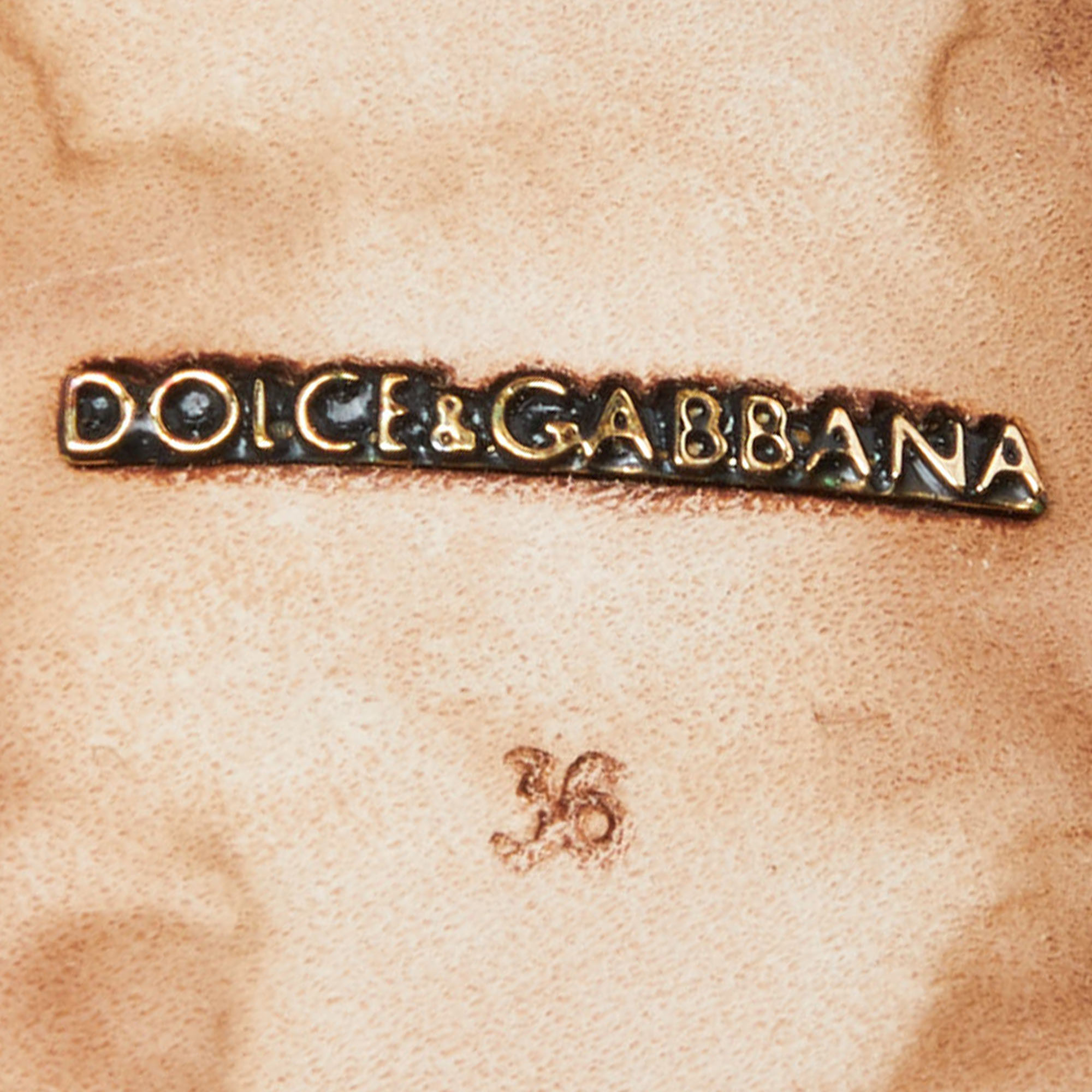 Dolce & Gabbana White Lace Crystal Embellished Slingback Sandals Size 36