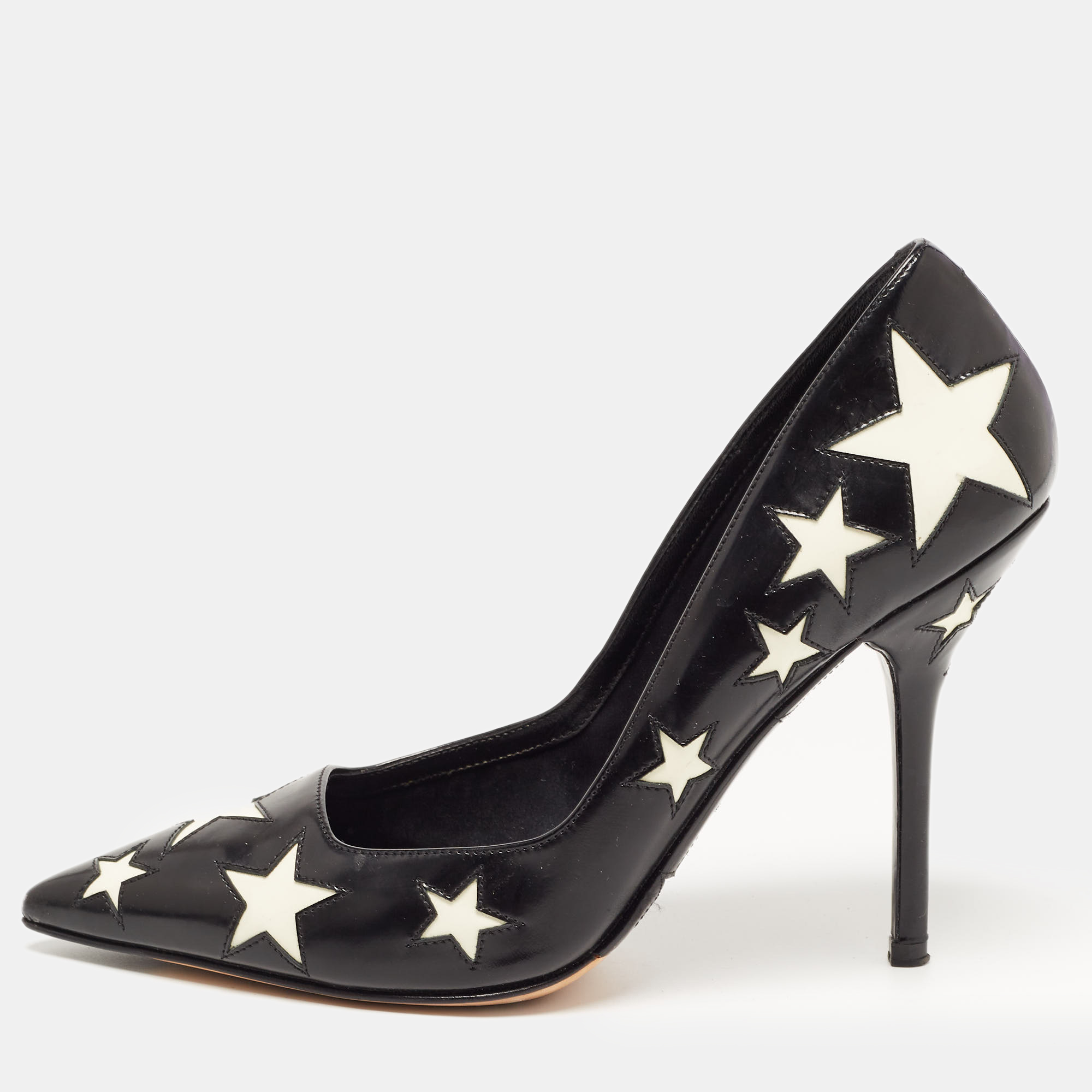 Dolce & Gabbana Black/White Leather Star Pumps Size 39