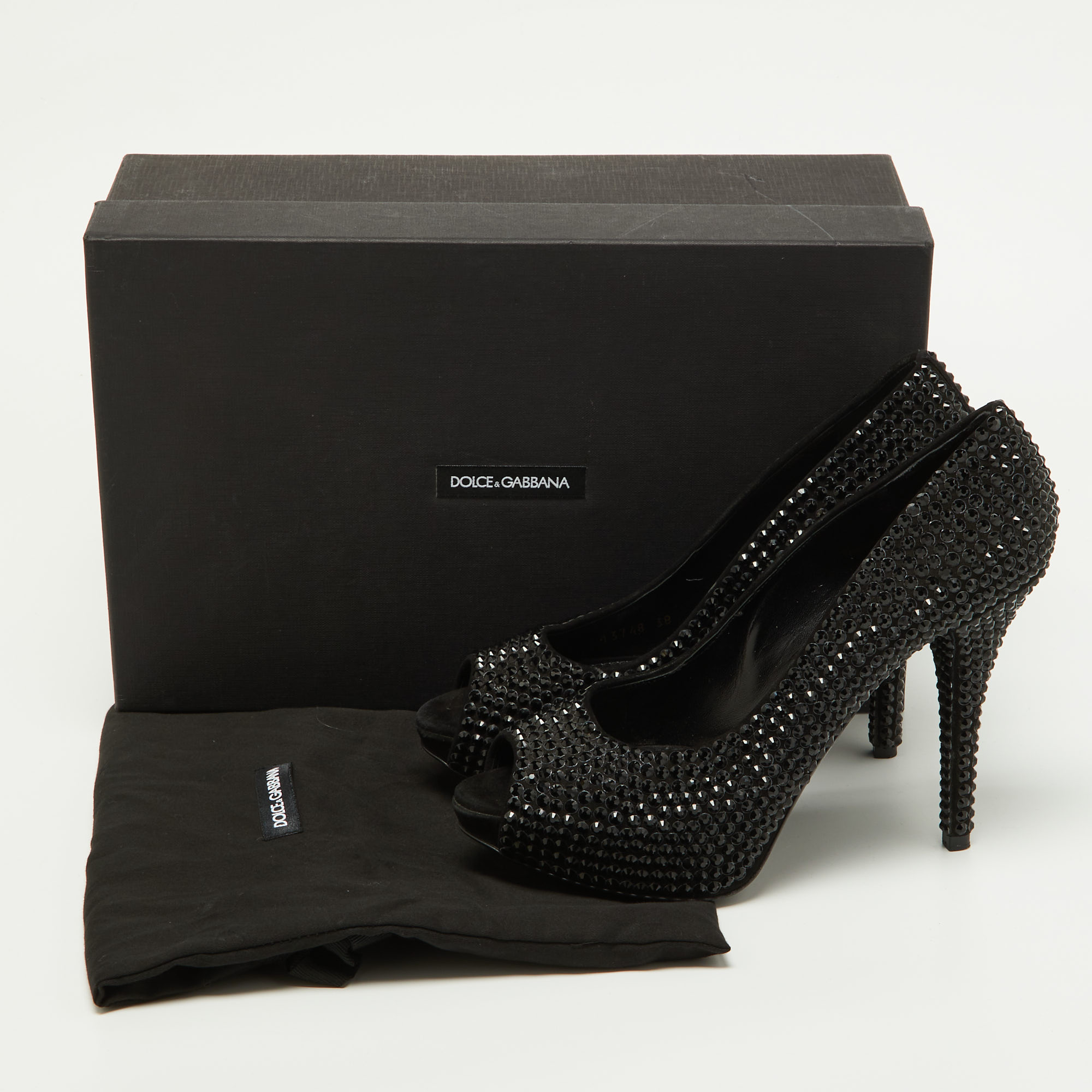 Dolce & Gabbana Black Satin Embellishments Pumps Size 38