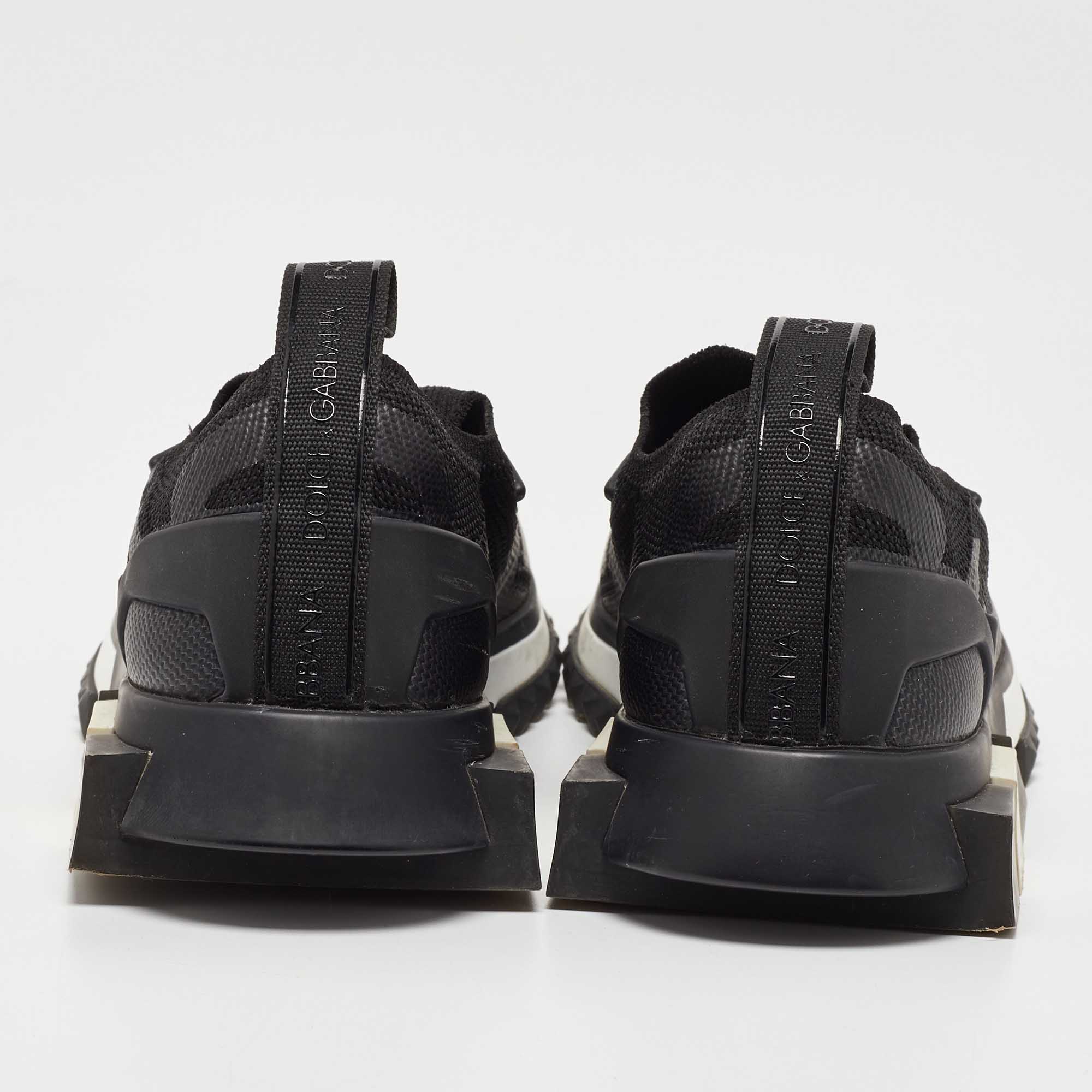 Dolce & Gabbana Black Knit Fabric Sorrento Slip On Sneakers Size 35