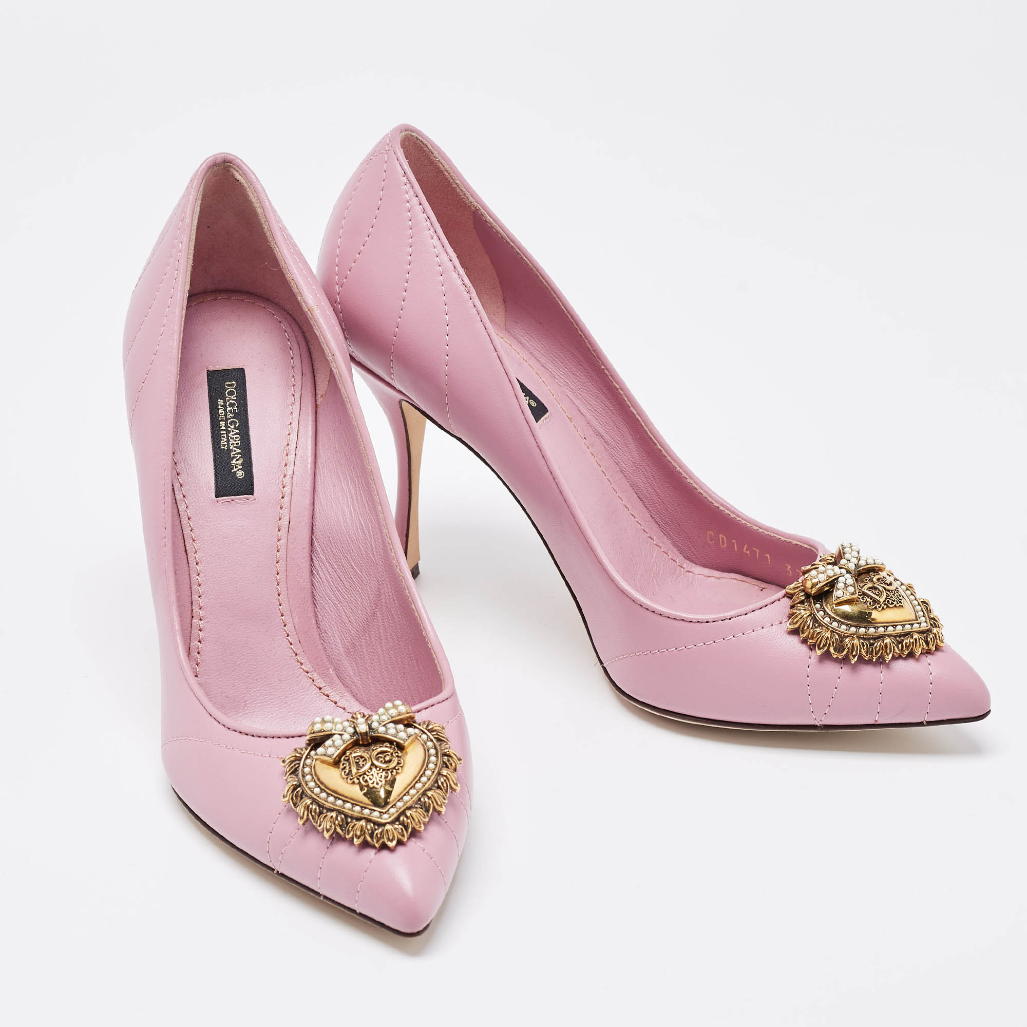 Dolce & Gabbana Pink Leather Devotion Pumps Size 37