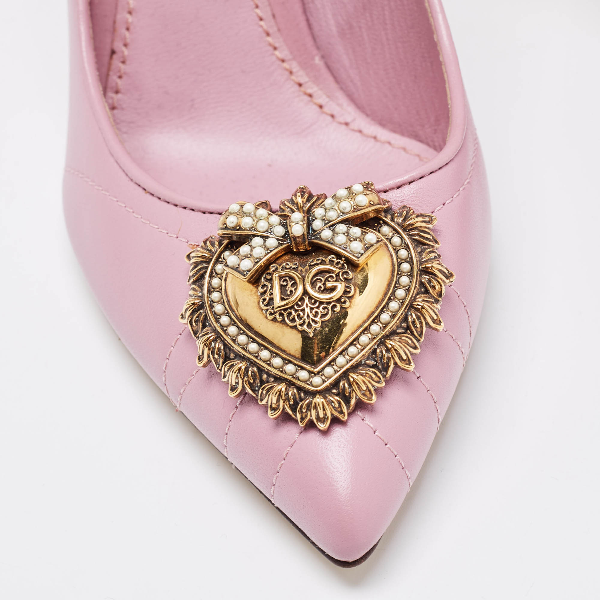Dolce & Gabbana Pink Leather Devotion Pumps Size 37