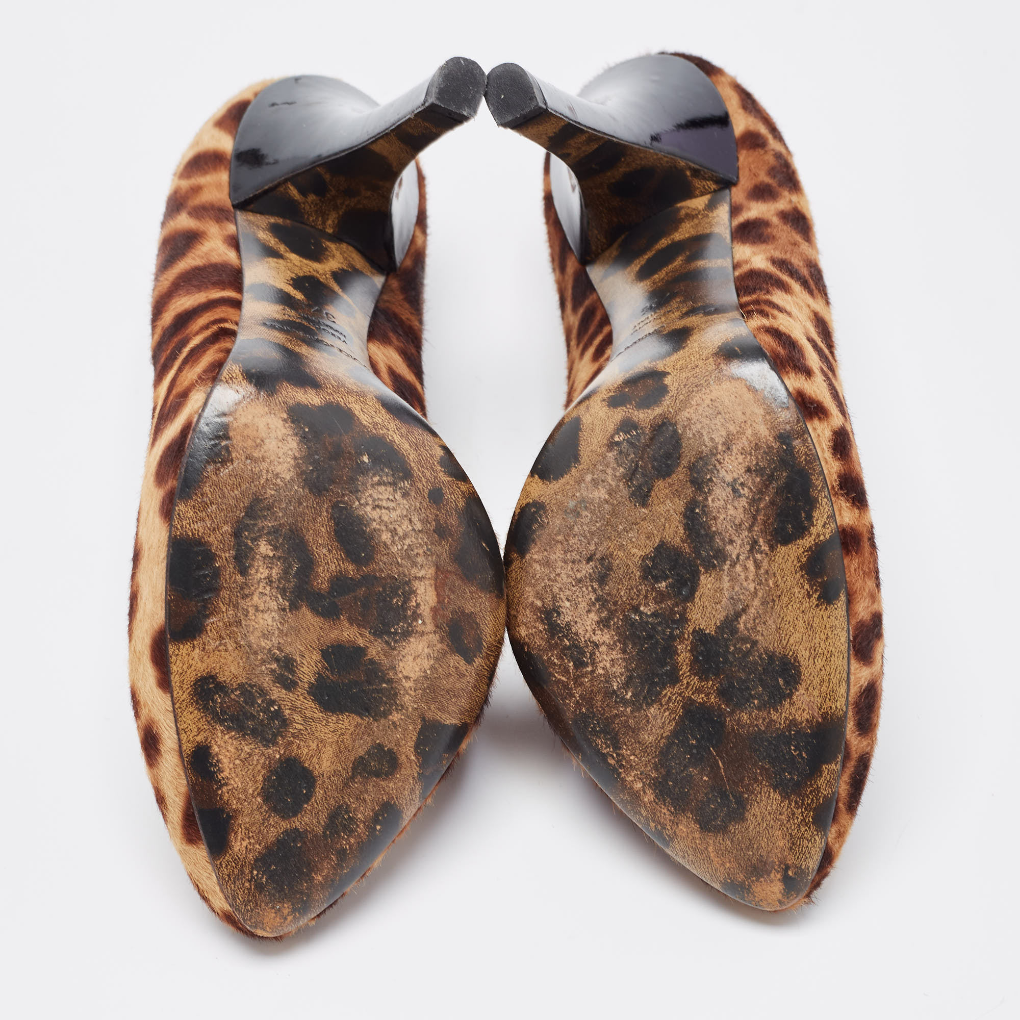 Dolce & Gabbana Brown/Beige Leopard Print Calf Hair Pumps Size 37.5