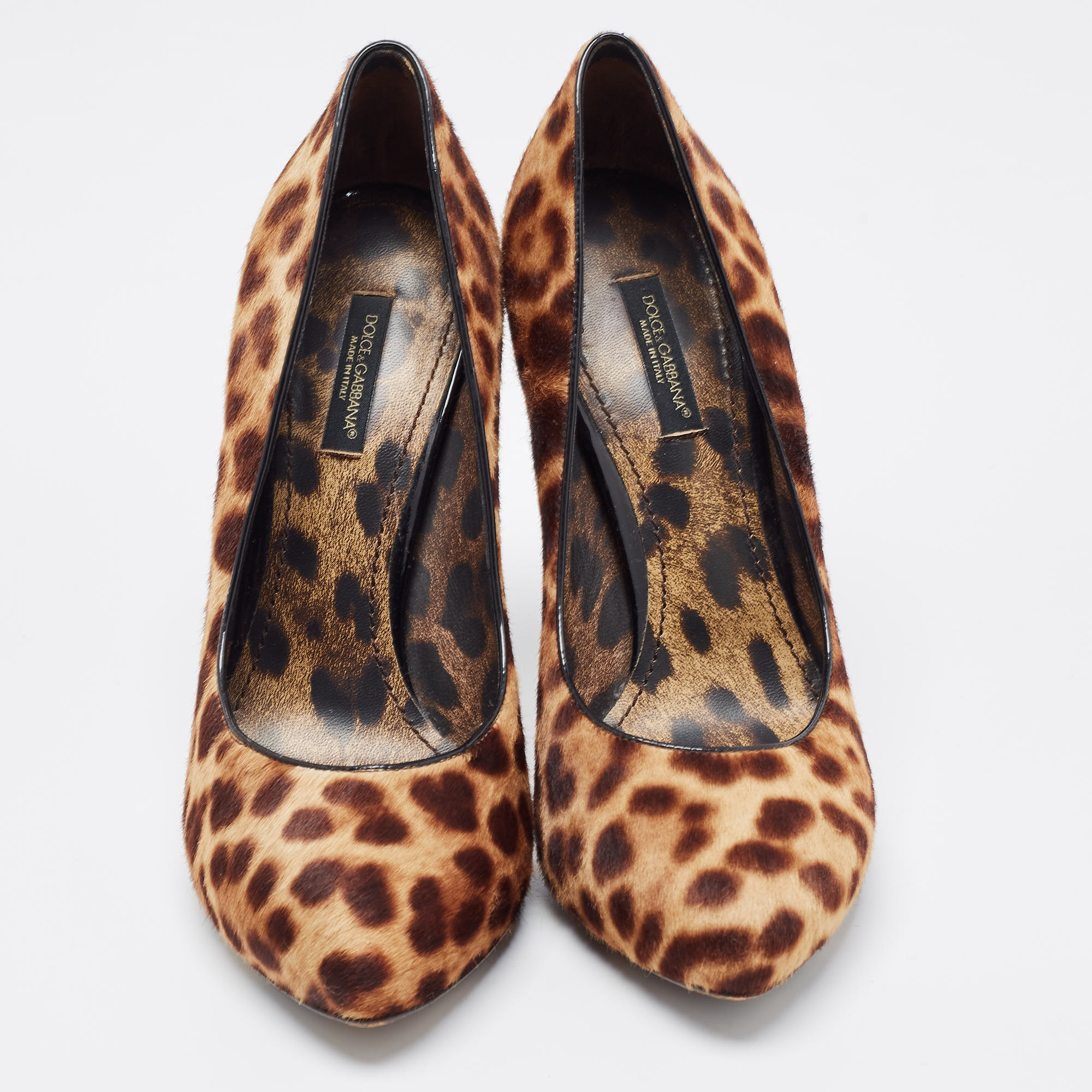 Dolce & Gabbana Brown/Beige Leopard Print Calf Hair Pumps Size 37.5