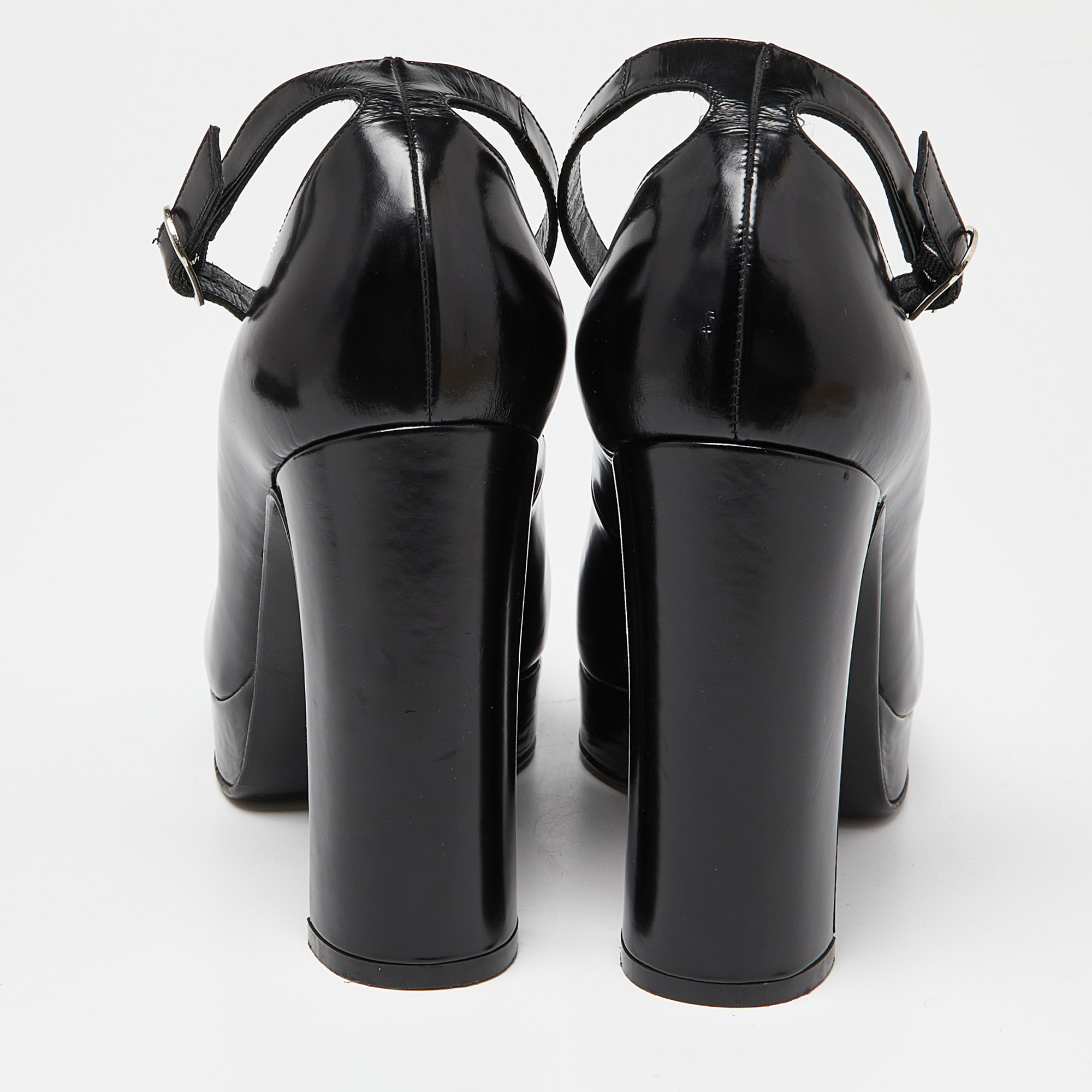 Dolce & Gabbana Black Patent Leather Block Heel Pumps Size 37