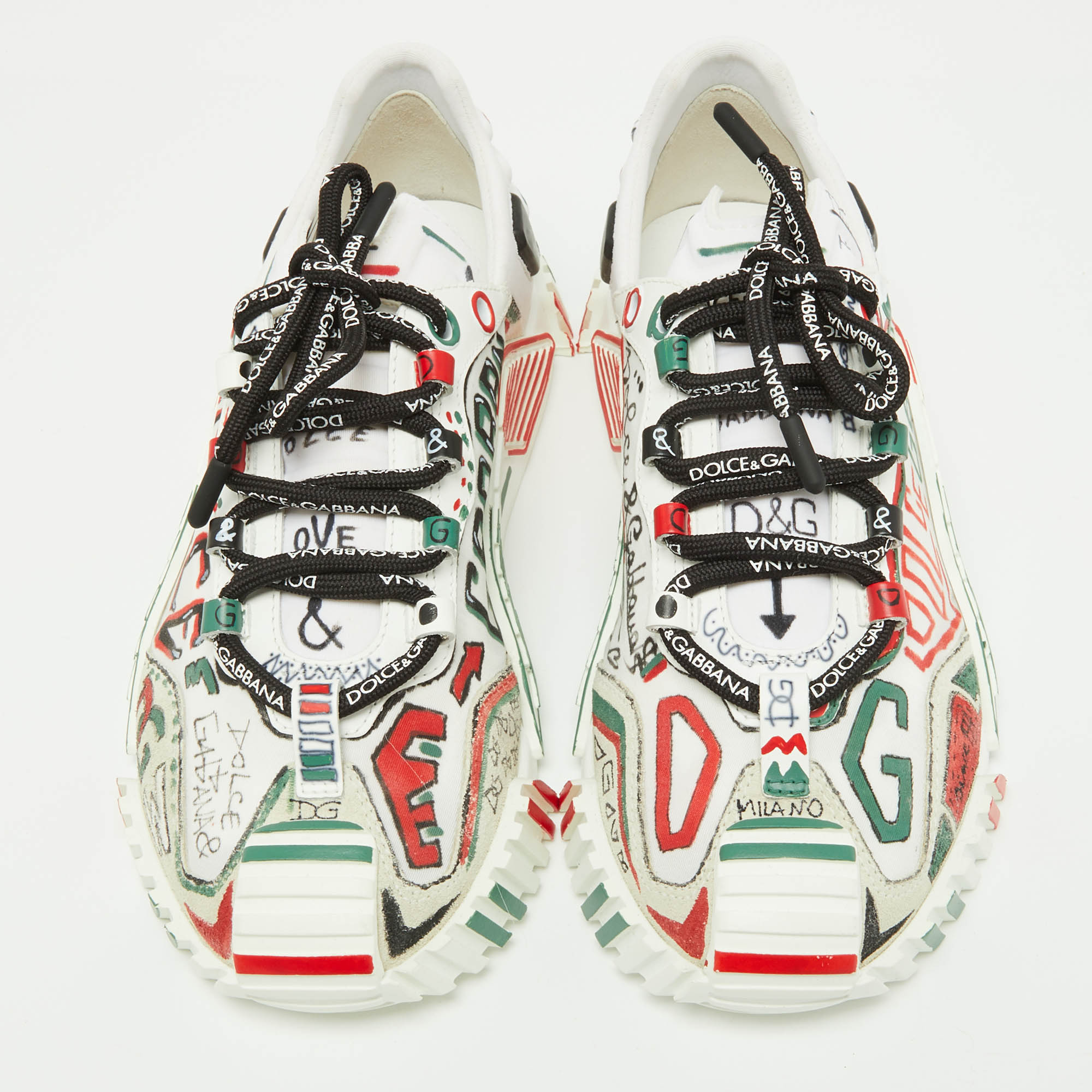 Dolce & Gabbana Multicolor Neoprene And Suede Miami Ns1 Low Top Sneakers Size 38