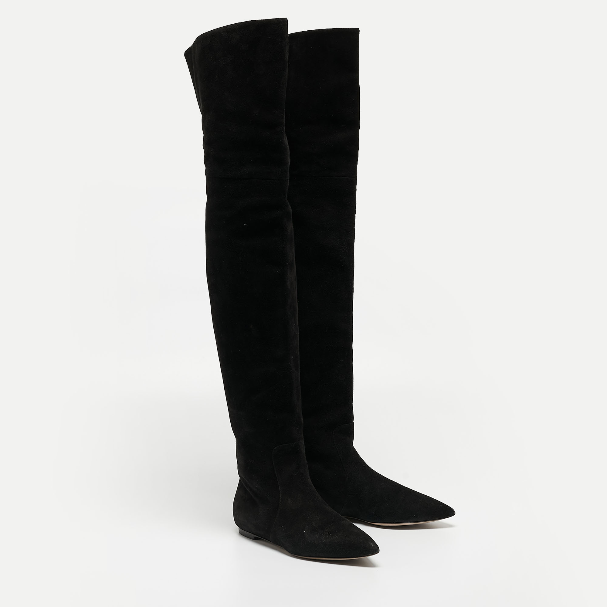 Dolce & Gabbana Black Suede Over The Knee Boots Size 37.5