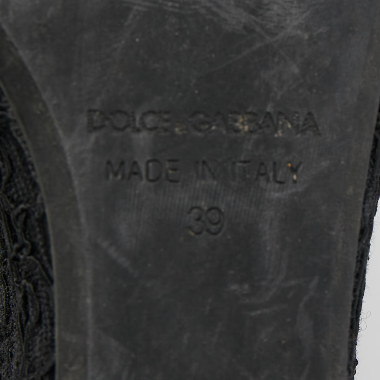 Dolce & Gabbana Black Lace Crystal Embellished Platform Wedge Slide Sandals Size 39