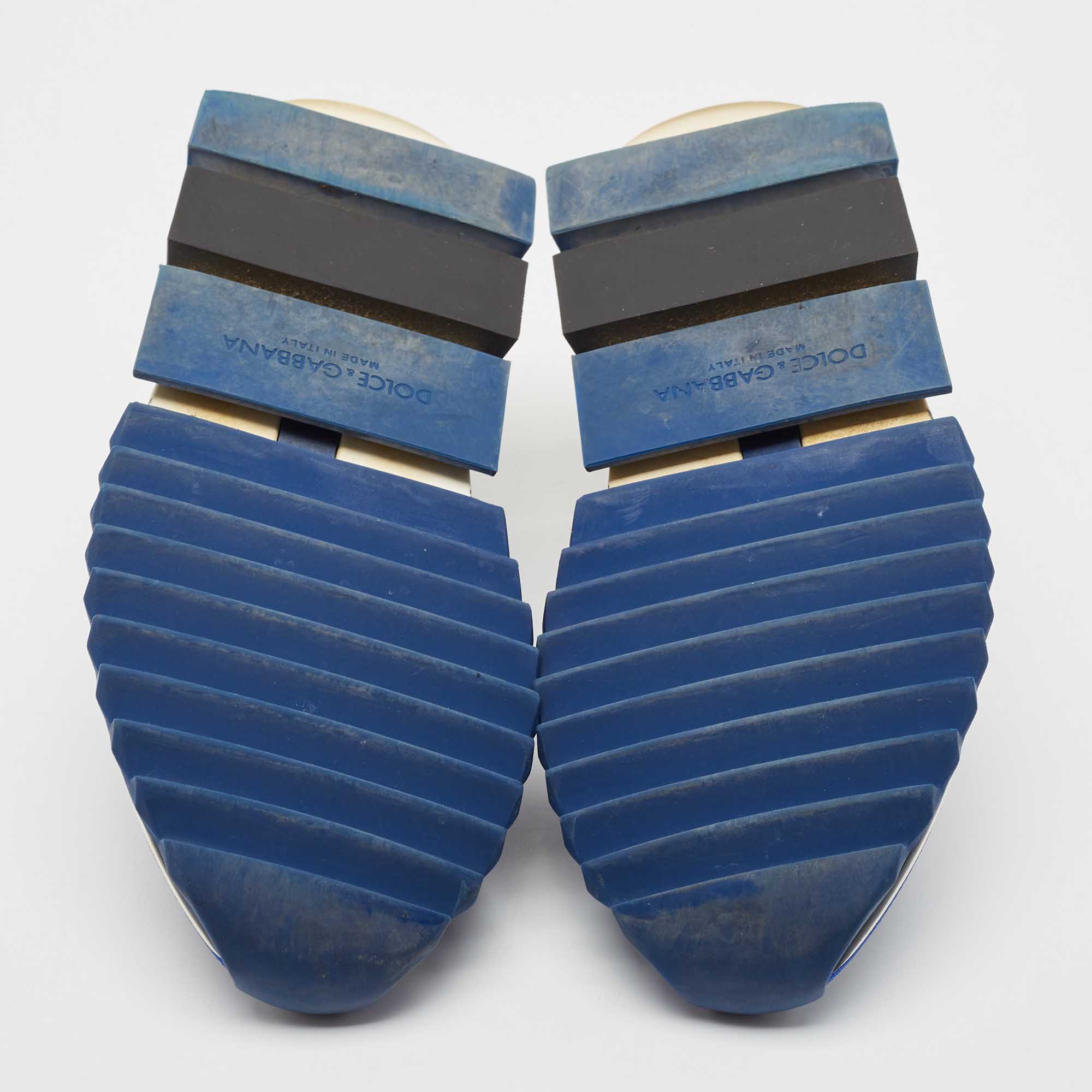 Dolce & Gabbana Blue/Black Knit Fabric Sorrento Sneakers Size 39