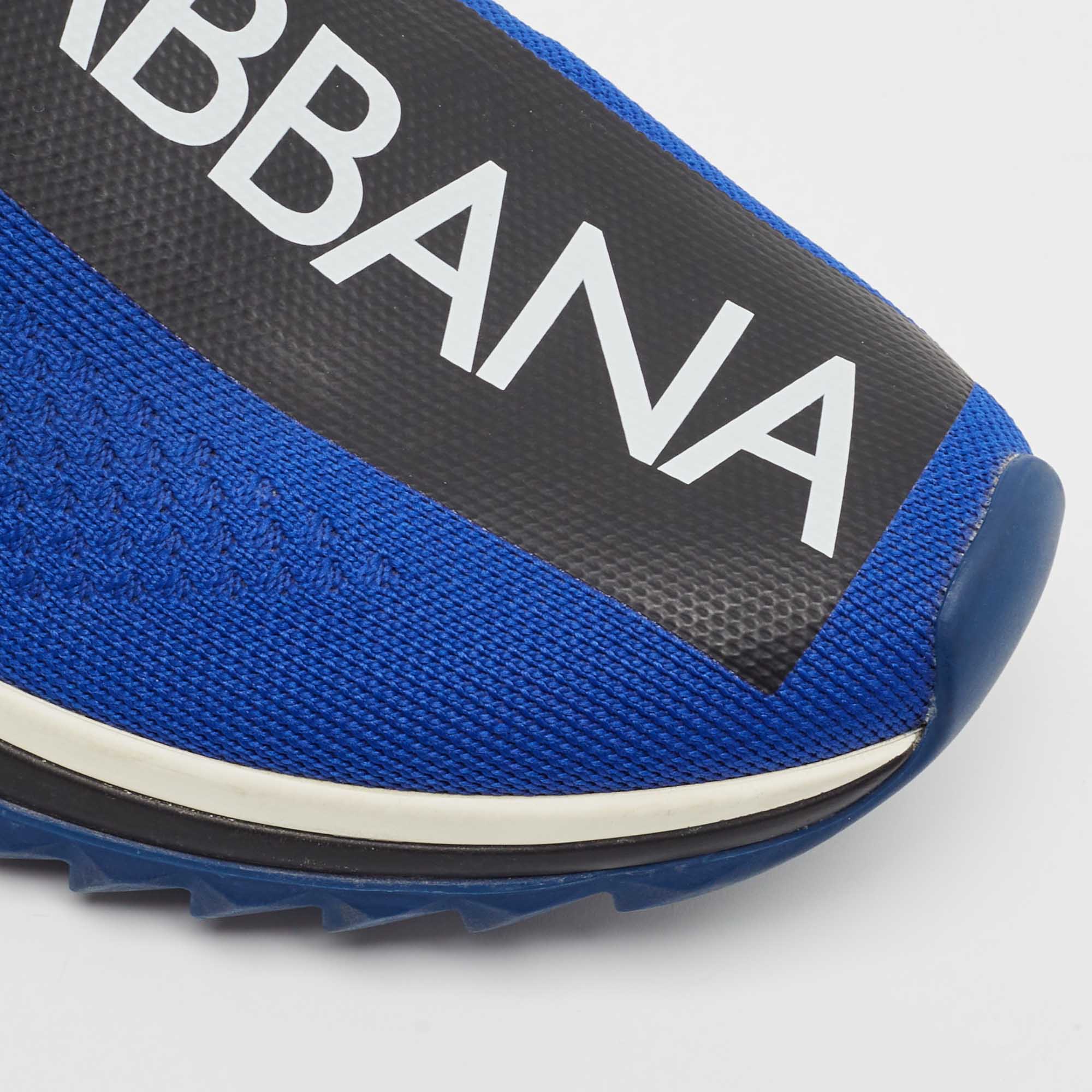 Dolce & Gabbana Blue/Black Knit Fabric Sorrento Sneakers Size 39