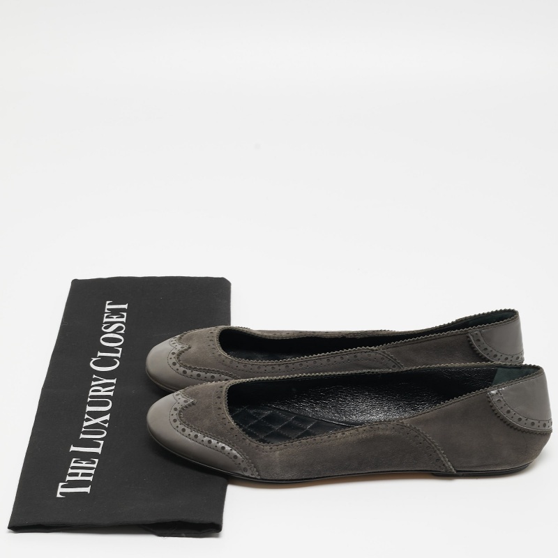 Dolce & Gabbana Grey Leather And Suede Ballet Flats Size 40