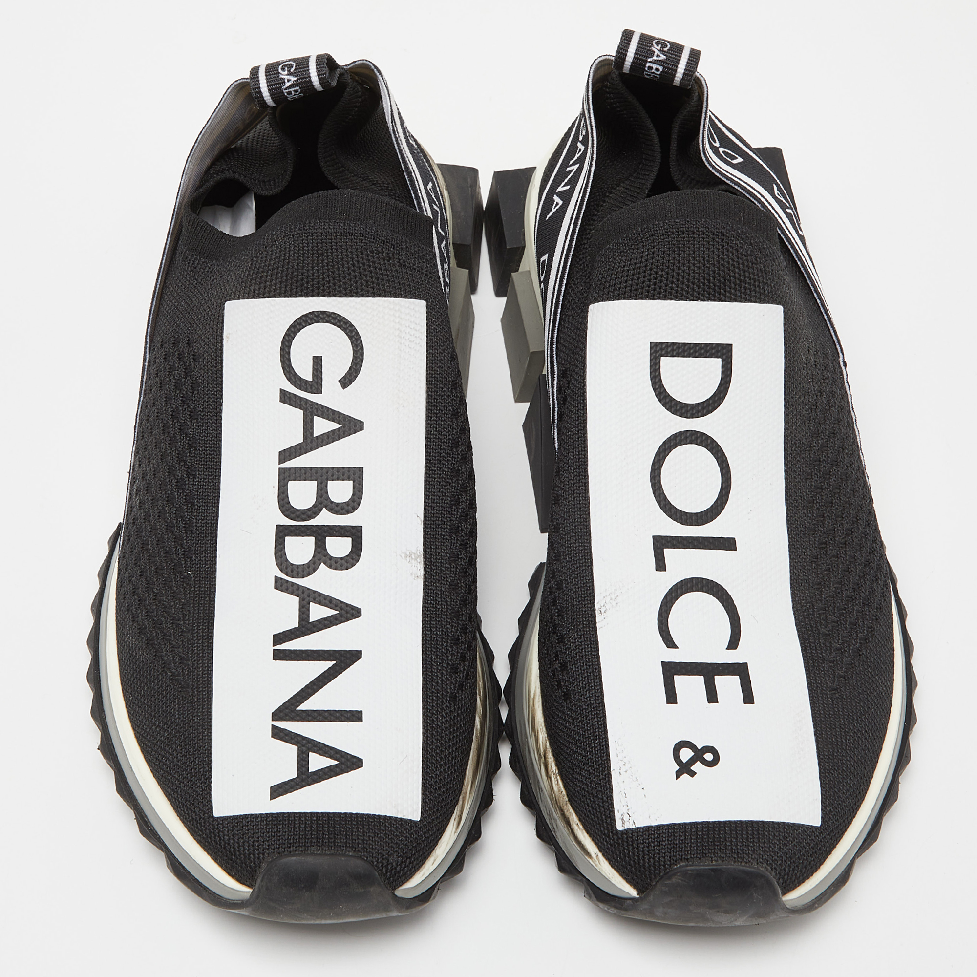 Dolce & Gabbana Black Knit Fabric Sorrento Sneakers Size 39.5