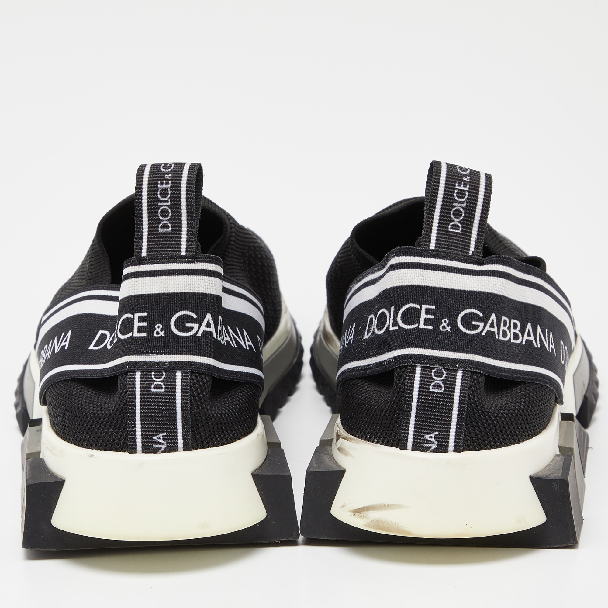 Dolce & Gabbana Black Knit Fabric Sorrento Sneakers Size 39.5