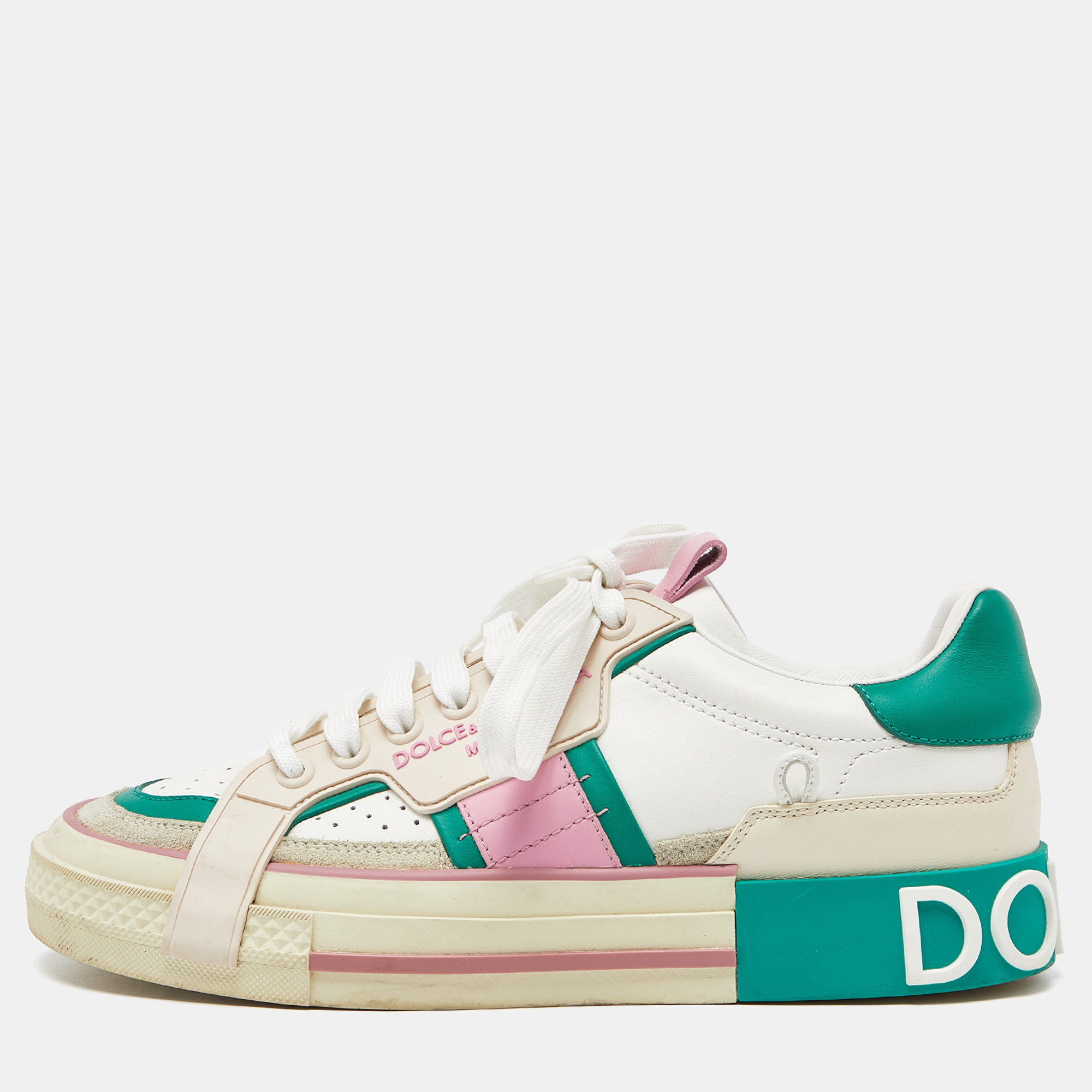 Dolce & Gabbana Multicolor Leather And Suede Custom 2.Zero Sneakers Size 38