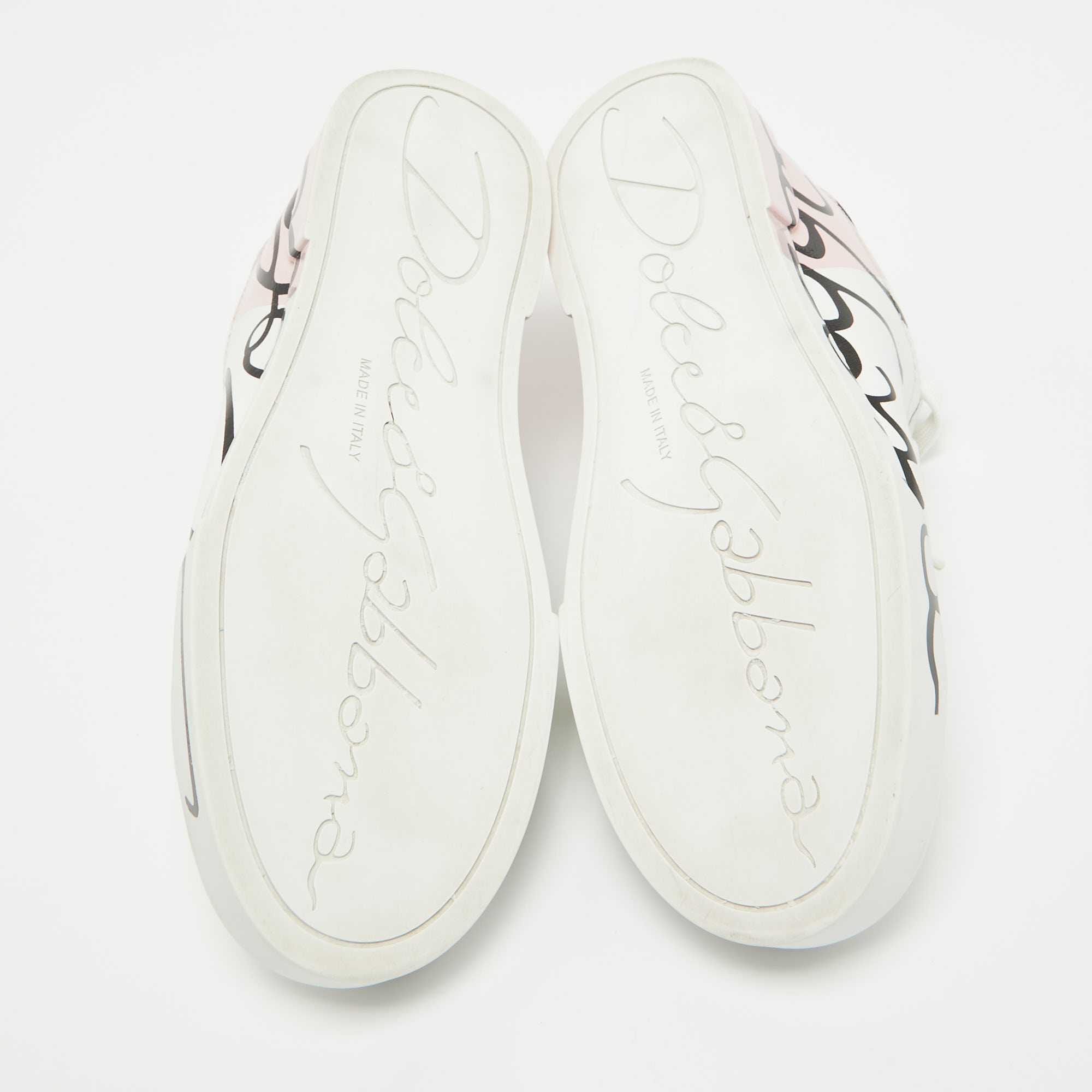 Dolce & Gabbana White/Mauve Leather Portofino Low Top Sneakers Size 39