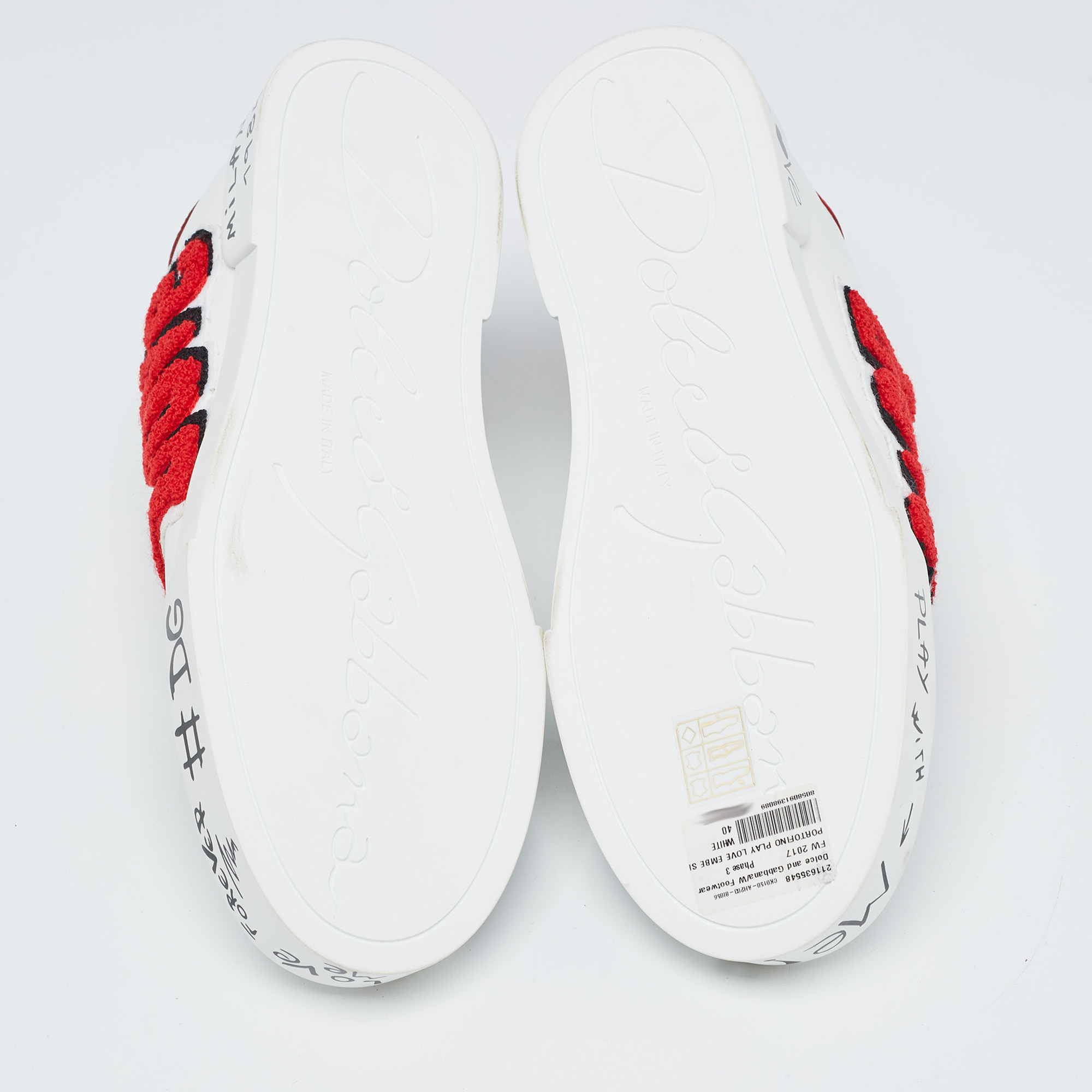 Dolce & Gabbana White Leather Portofino Sneakers Size 40