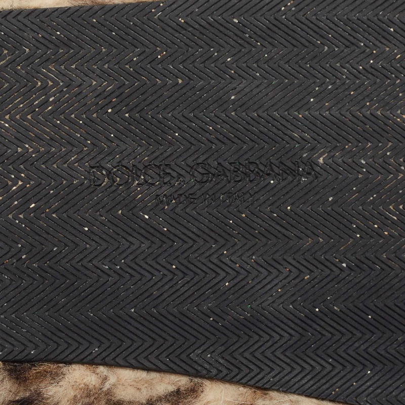 Dolce & Gabbana Brown Leopard Print  Fur Plush Flat Slides Size 37