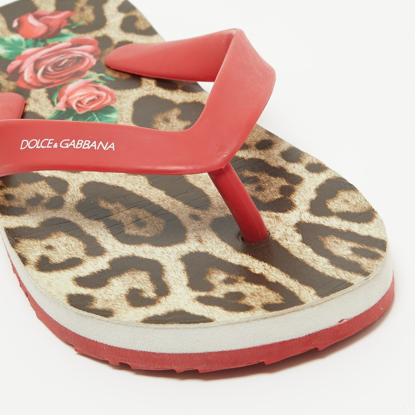 Dolce & Gabbana Red Rubber Thong Flats Size 34