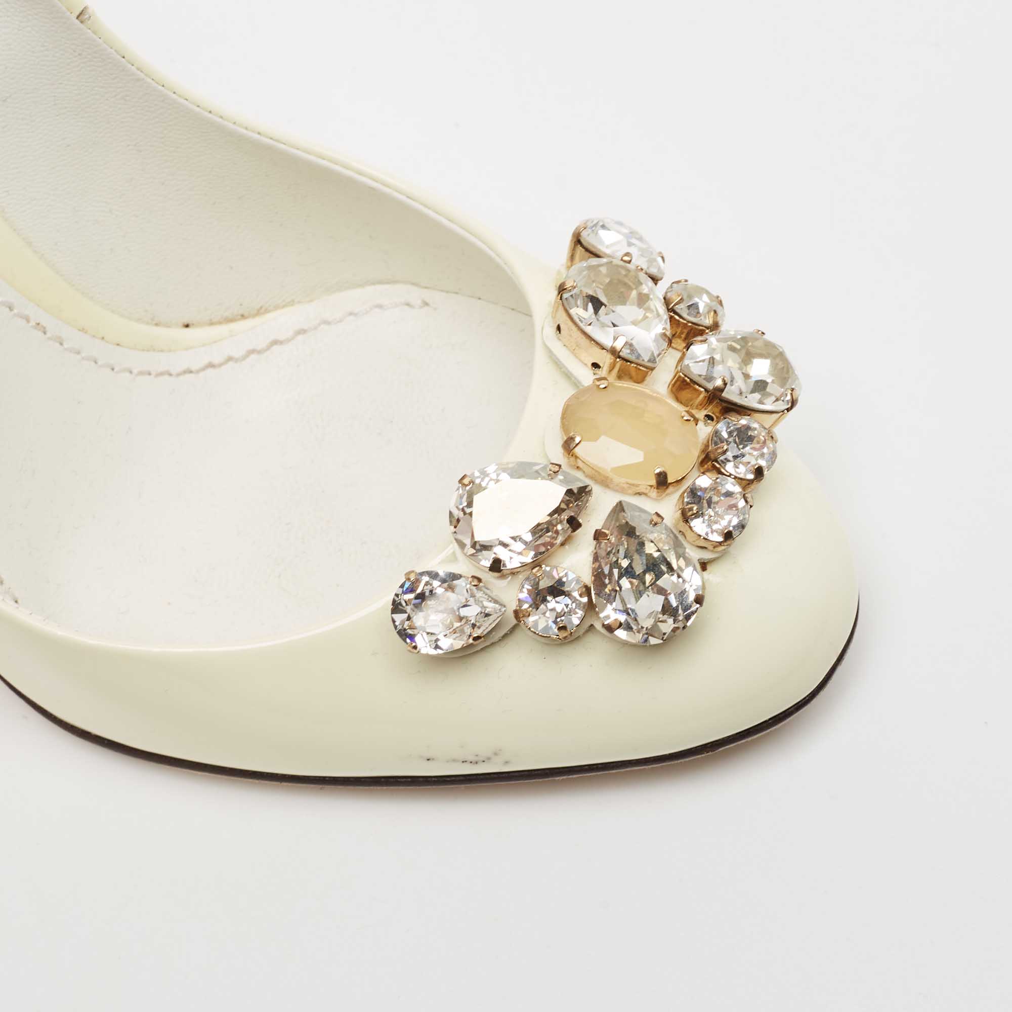 Dolce & Gabbana  Cream  Patent Crystal Embellished Pumps Size 36