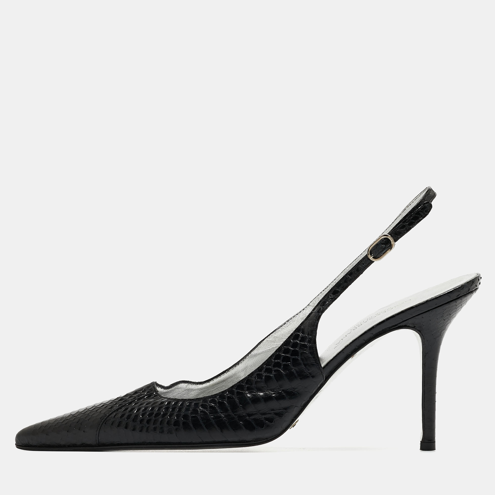 Dolce & Gabbana Black Python Slingback Pumps Size 39