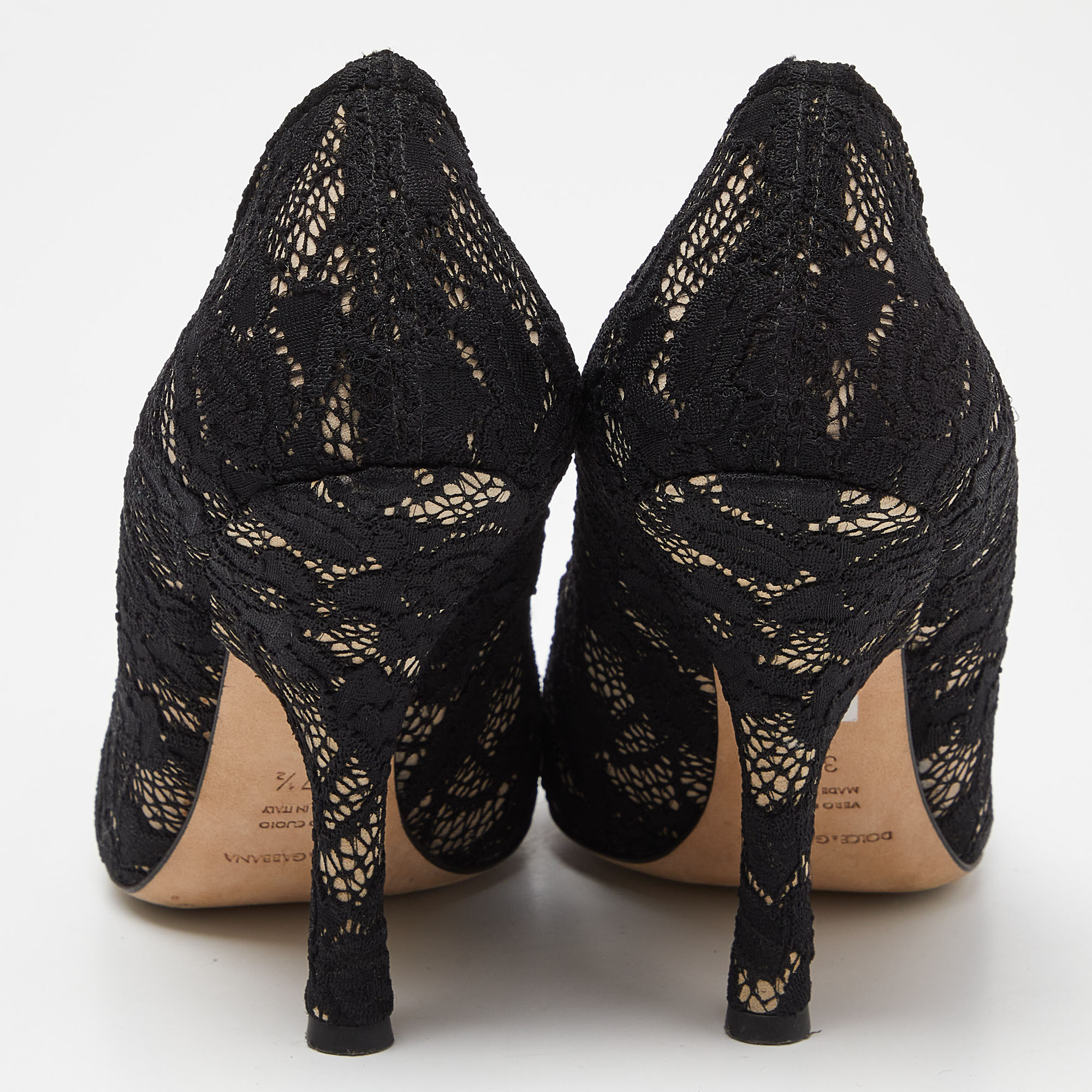 Dolce & Gabbana Black Lace Round Toe Pumps Size 37.5